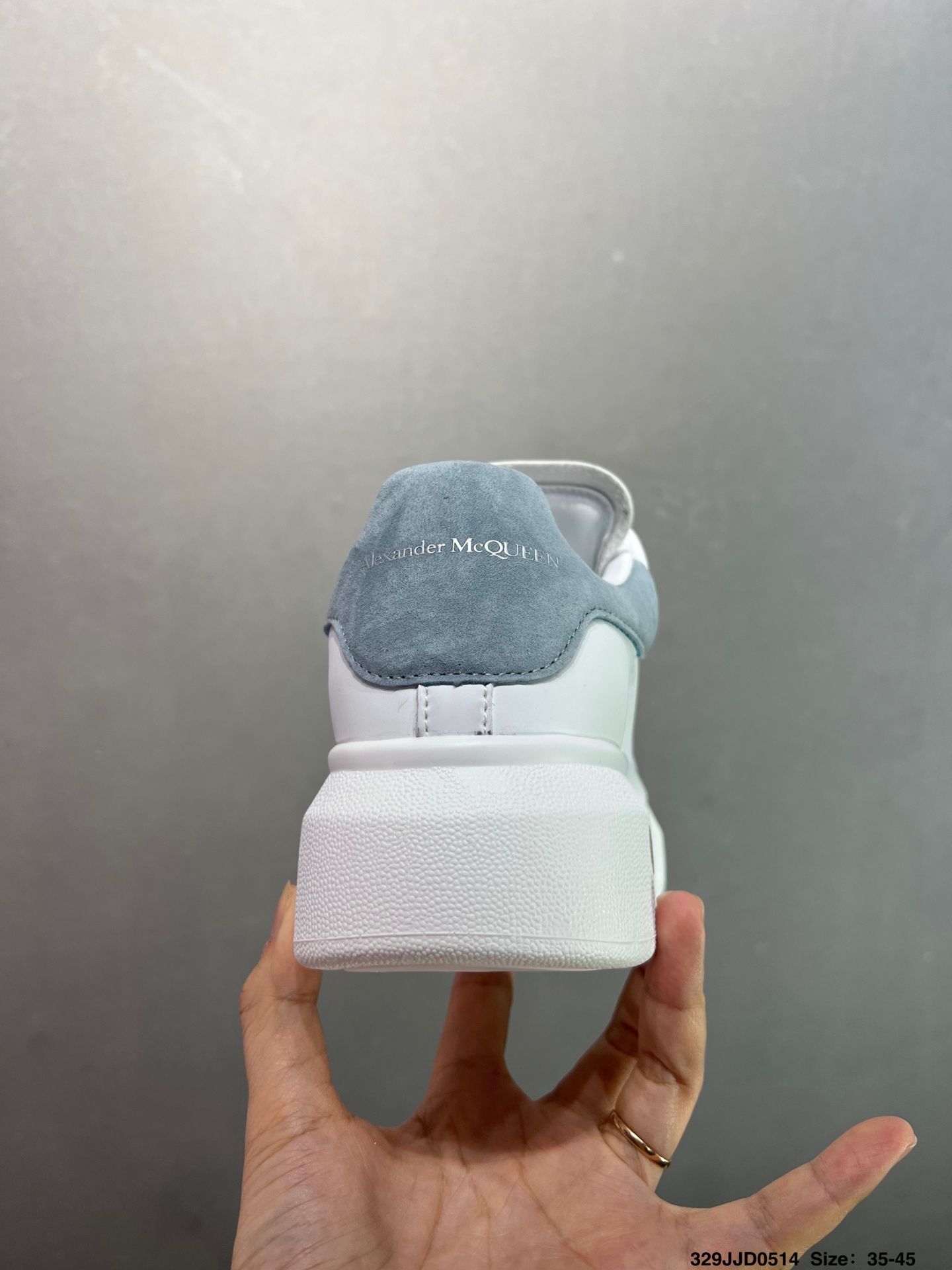 Alexander McQueen Oversized White Leather Sneakers with Grey Suede Heel 5 i1747147811914 8077 0 3
