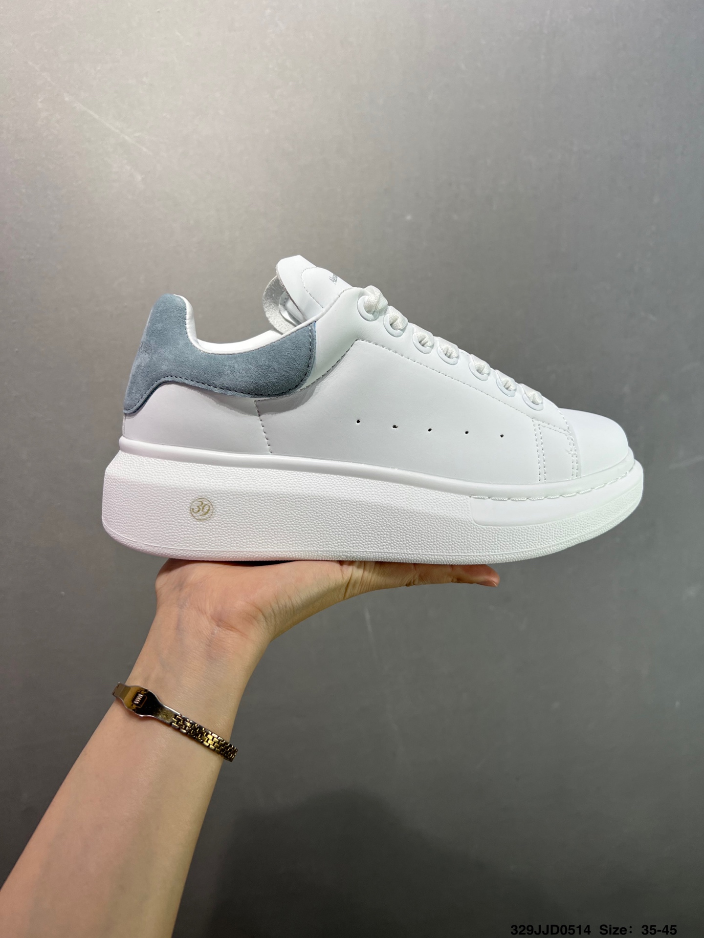 Alexander McQueen Oversized White Leather Sneakers with Grey Suede Heel 2 i1747147811920 6373 0 0