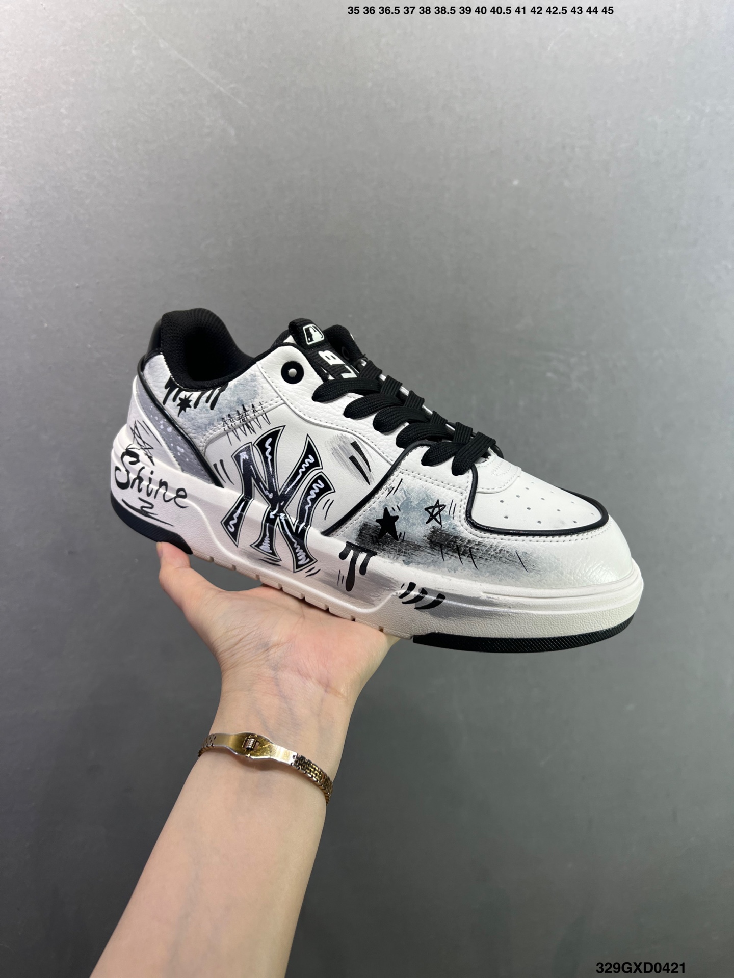 290 MLB NY 印花网红老爹鞋 涂鸦恶作剧 内增高6cm 3ASXCA12N