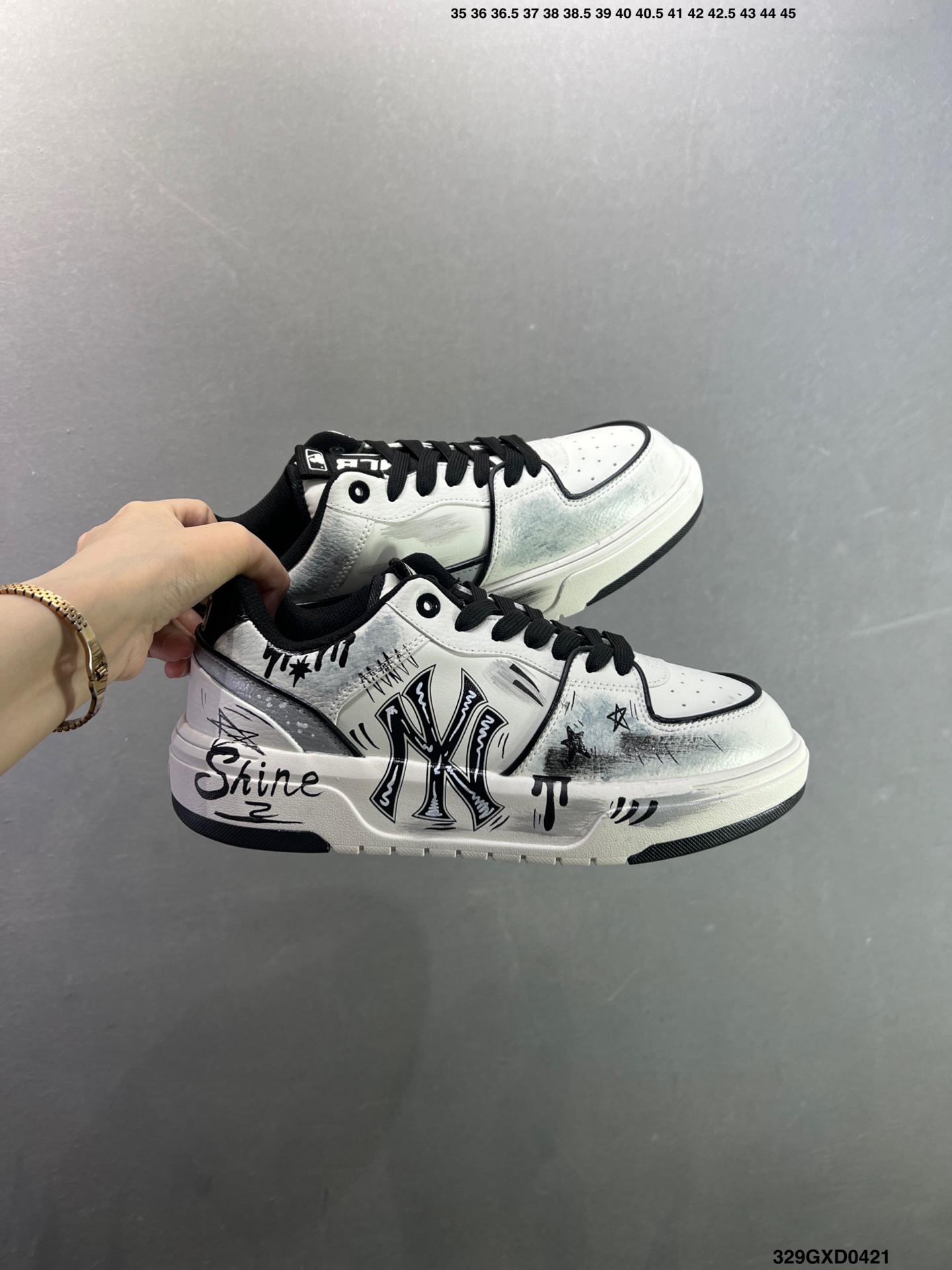 290 MLB NY 印花网红老爹鞋 涂鸦恶作剧 内增高6cm 3ASXCA12N