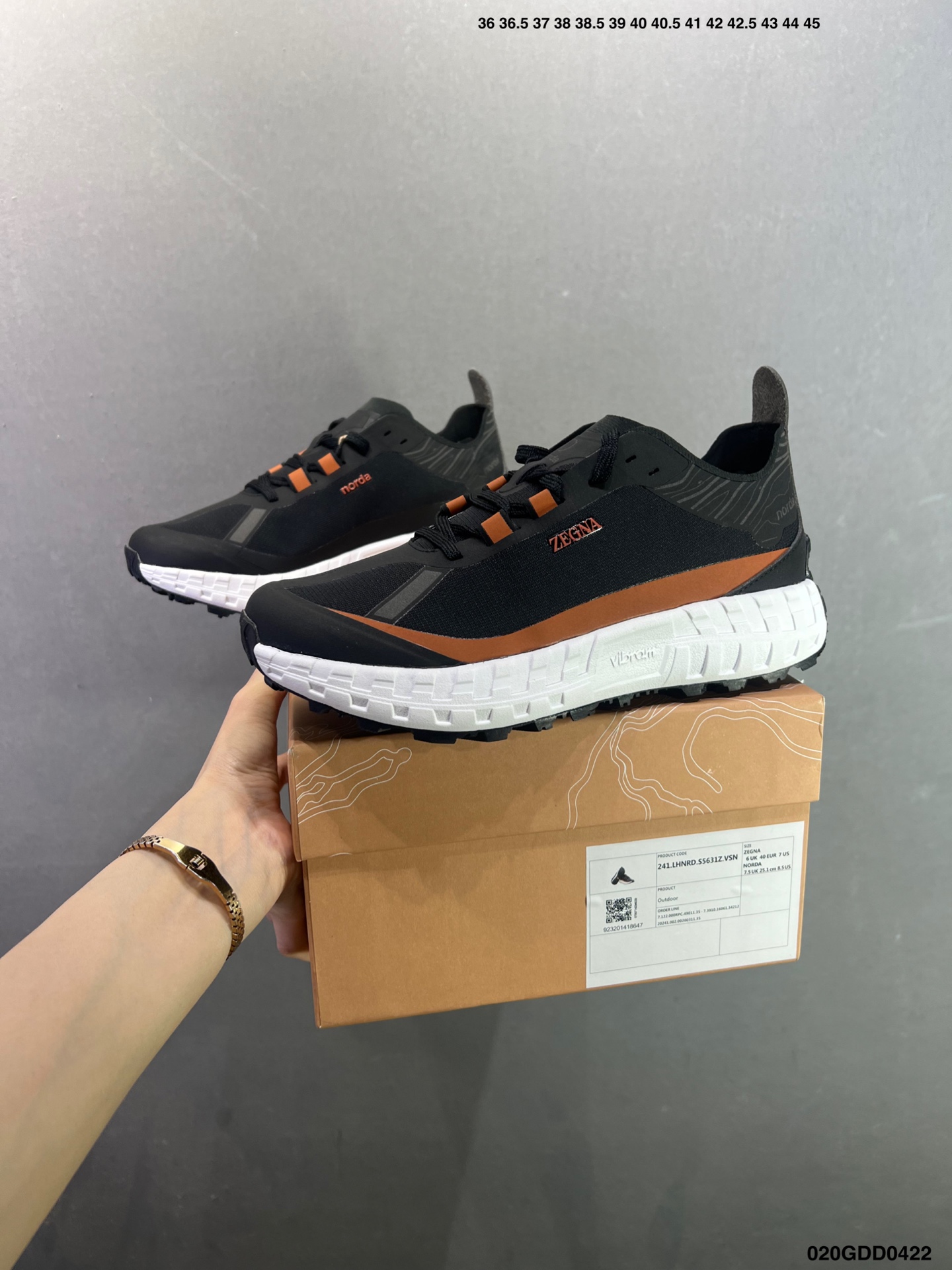 250 ZEGNA x NORDA 001 厚底系带耐磨 低帮 户外 越野登山功能鞋 NORDA001-M-STLTHBLK-8