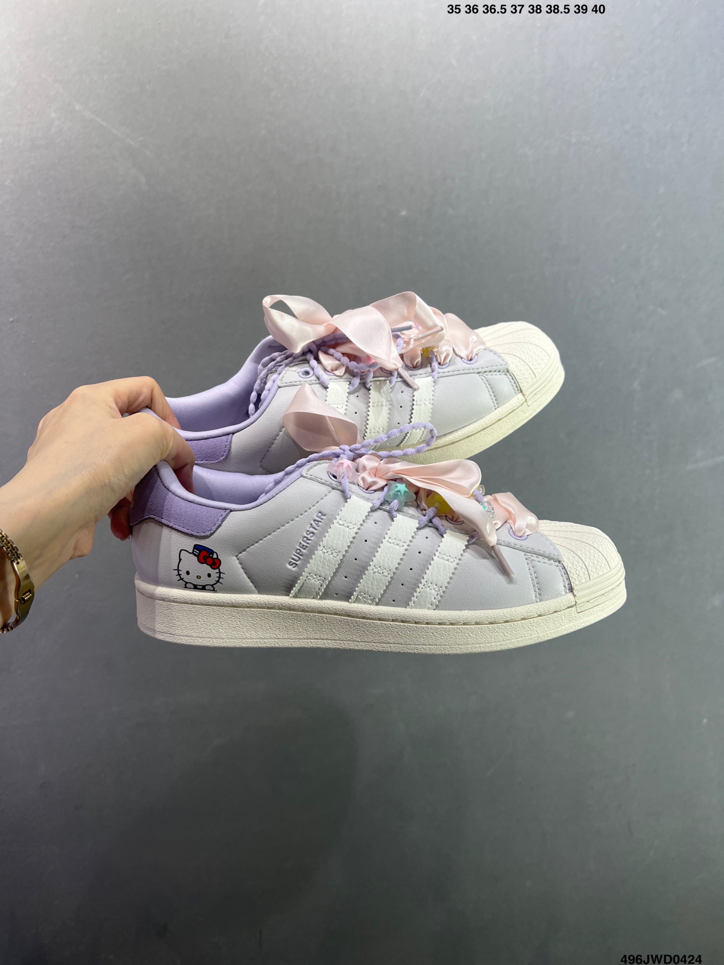 阿迪达斯/三叶草Adidas Originals Superstar J”Grey Purple“经典贝壳头系列低帮百搭休闲运动板鞋“淡紫白” IF1804