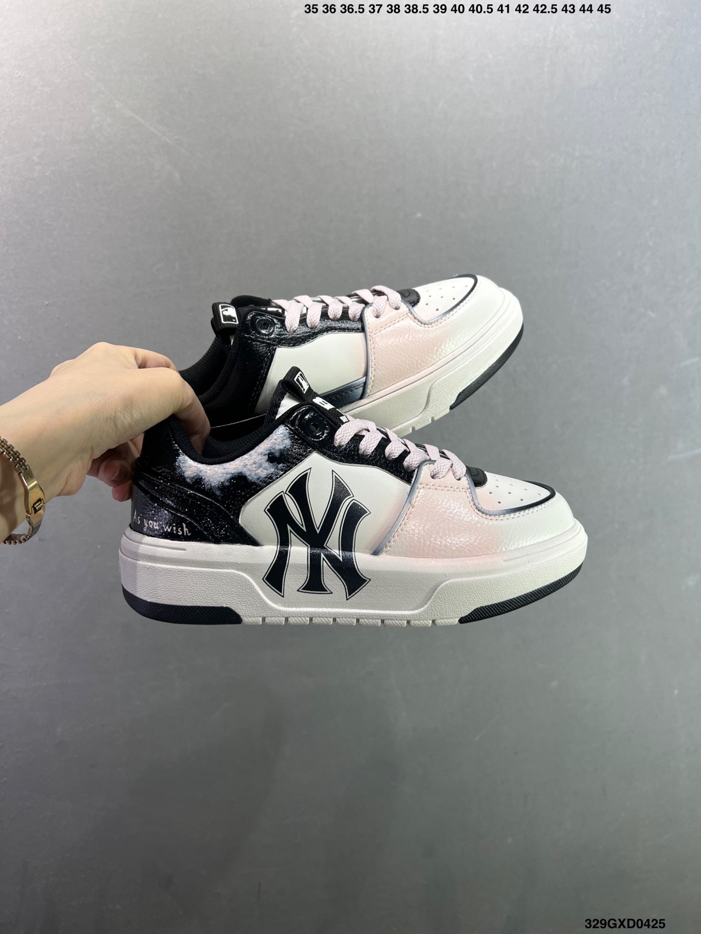 MLB NY 印花网红老爹鞋 涂鸦恶作剧 内增高6cm 3ASXCA12N