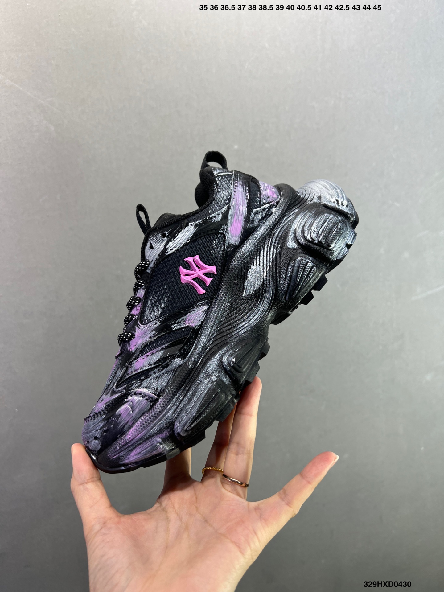 MLB NY 印花网红老爹鞋 涂鸦恶作剧 内增高6cm 3ASXCA12N