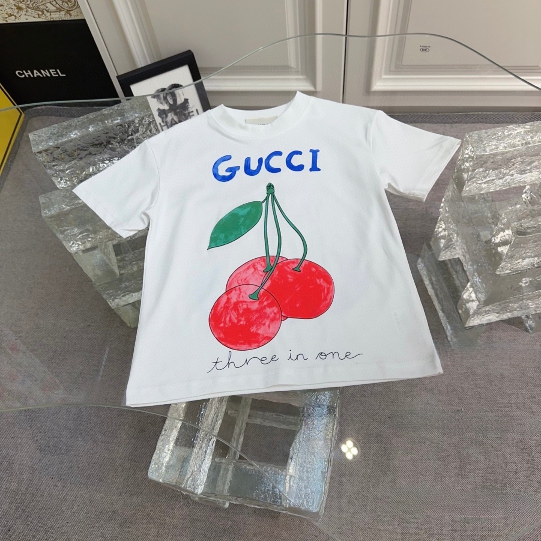 90-170cm59@无少 GUCCI 古奇 2025早春童装新款短袖 印花工艺T恤 原版品质 230g重磅面料 认准高品质 👦👧男童女童同款