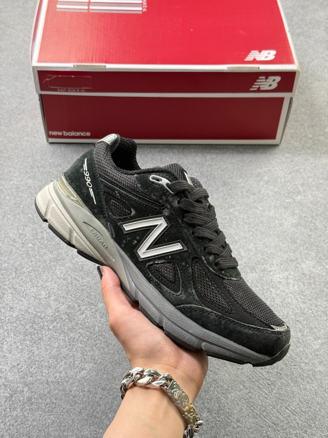 New Balance NB990系列 高端美产复古休闲跑步鞋 W990BK4 #采用台产猪巴革及透气网眼材质 原装6层组合底模精密开发 搭载全新碳素中底 后跟透明TPU水晶装饰条稳固 x78