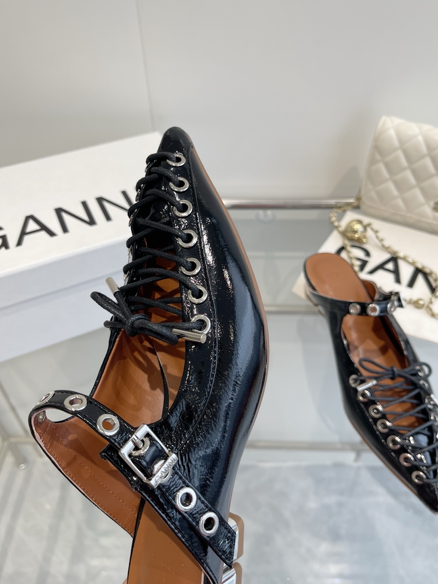 Ganni 25SS Leather Ballet Shoes: Imported Cattle Skin, Rubber Soles, Size 35-39. - 图片 7