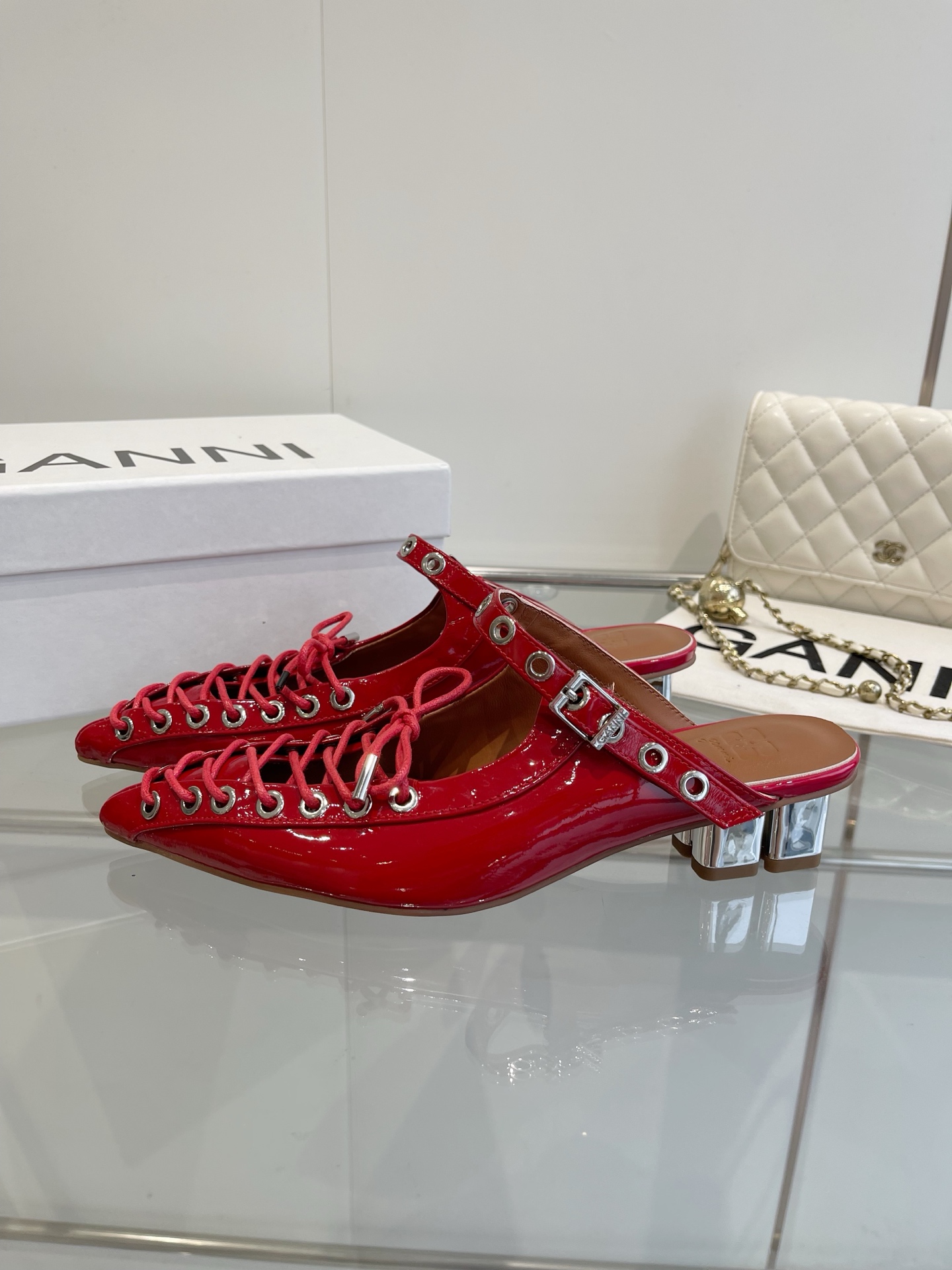 GANNI 25SS Leather Ballet Shoes: Imported, Water-Skinned Calf, Original Rubber Soles - 图片 2