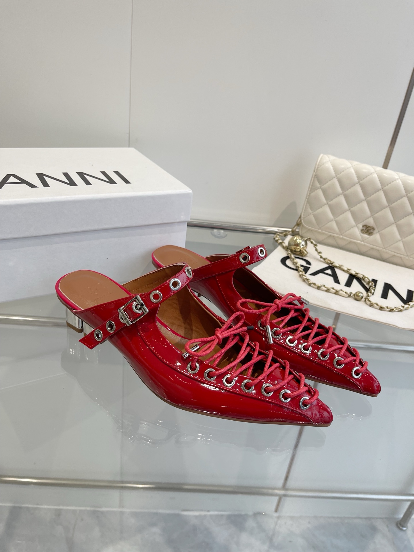 GANNI 25SS Leather Ballet Shoes: Imported, Water-Skinned Calf, Original Rubber Soles - 图片 3
