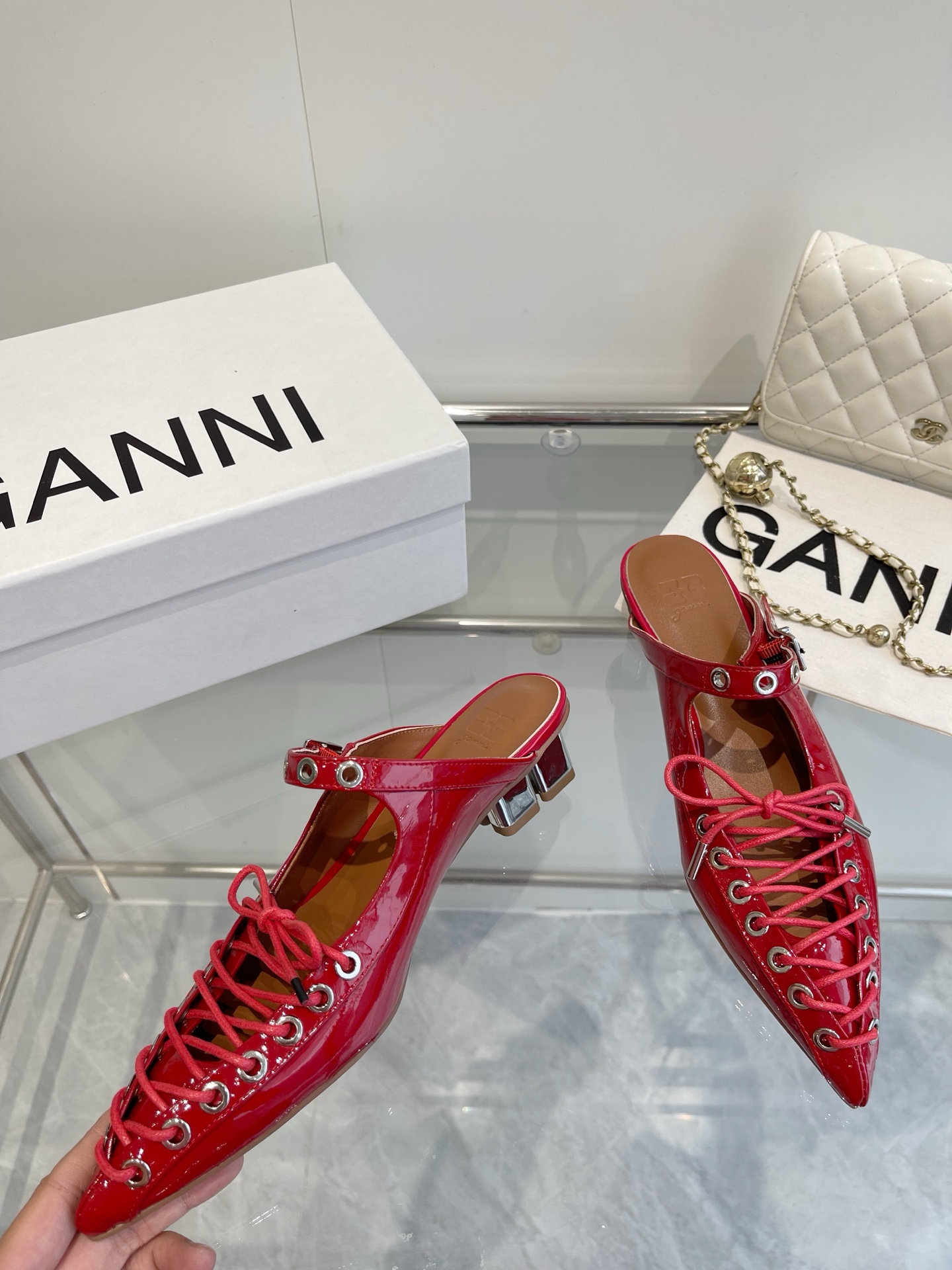 GANNI 25SS Leather Ballet Shoes: Imported, Water-Skinned Calf, Original Rubber Soles - 图片 4