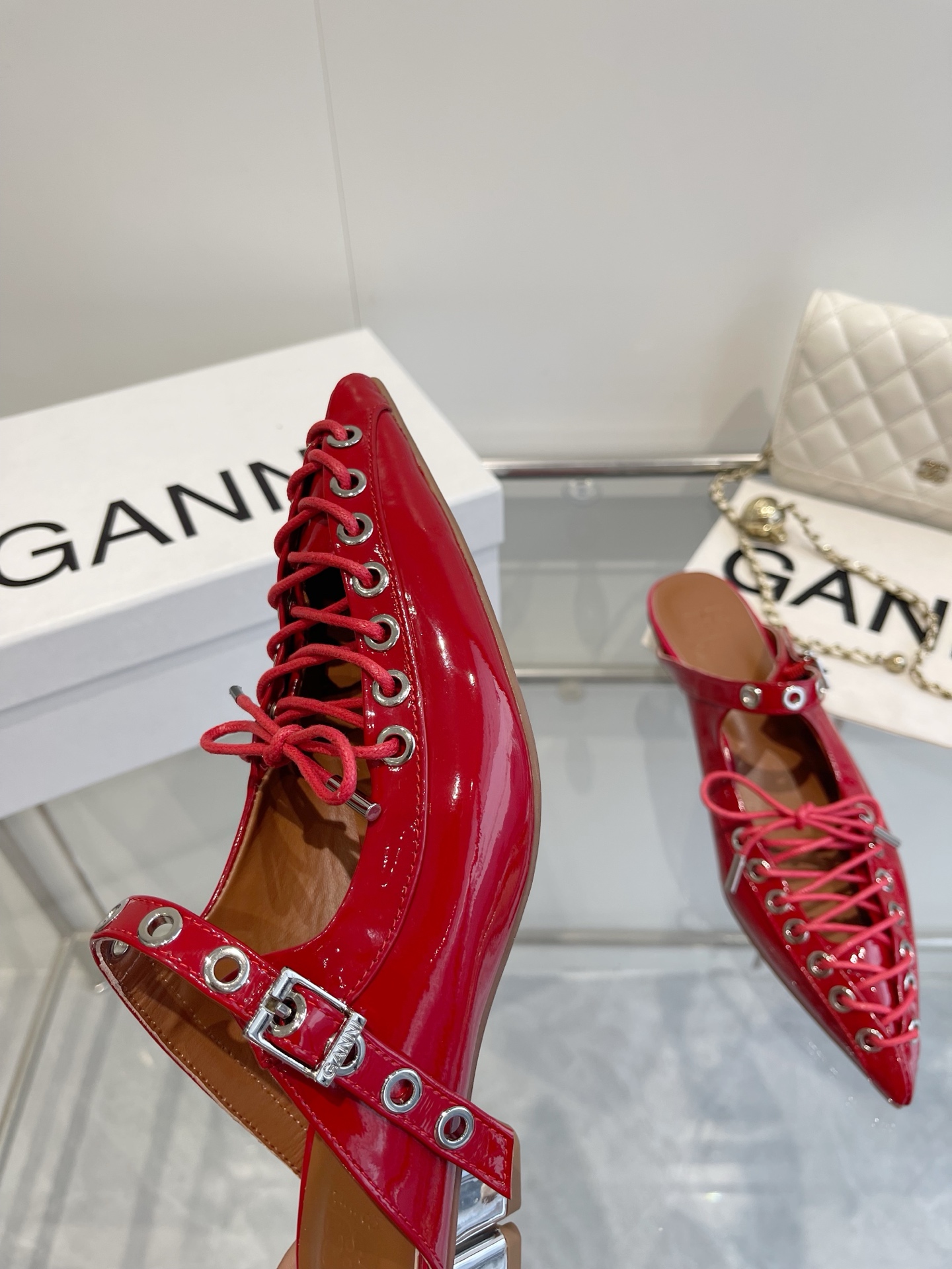 GANNI 25SS Leather Ballet Shoes: Imported, Water-Skinned Calf, Original Rubber Soles - 图片 7