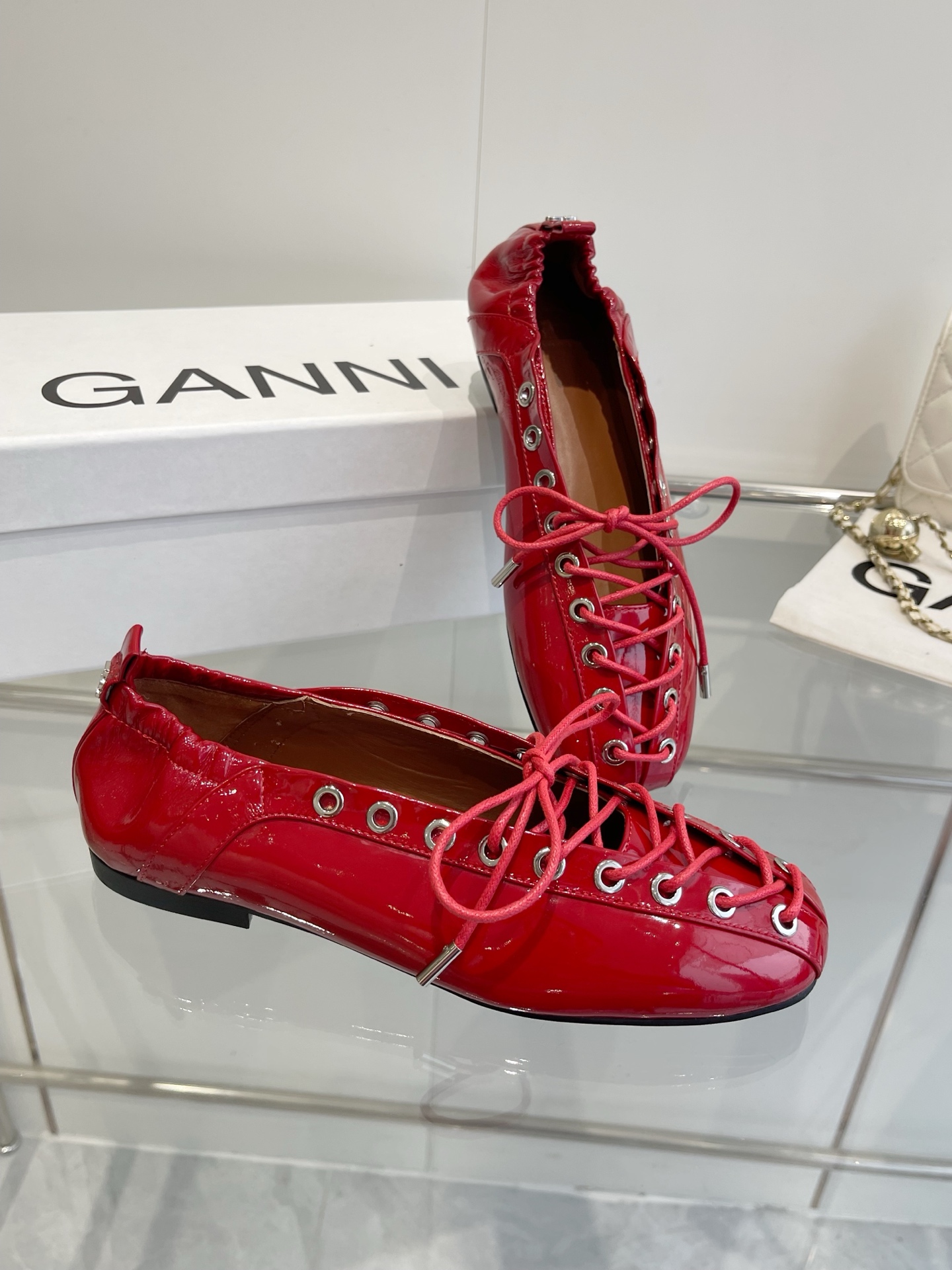 Ganni 25SS Leather Ballet Shoes: Imported, Water-Skinned Calf, Rubber Soles – Size 35-39 - 图片 8