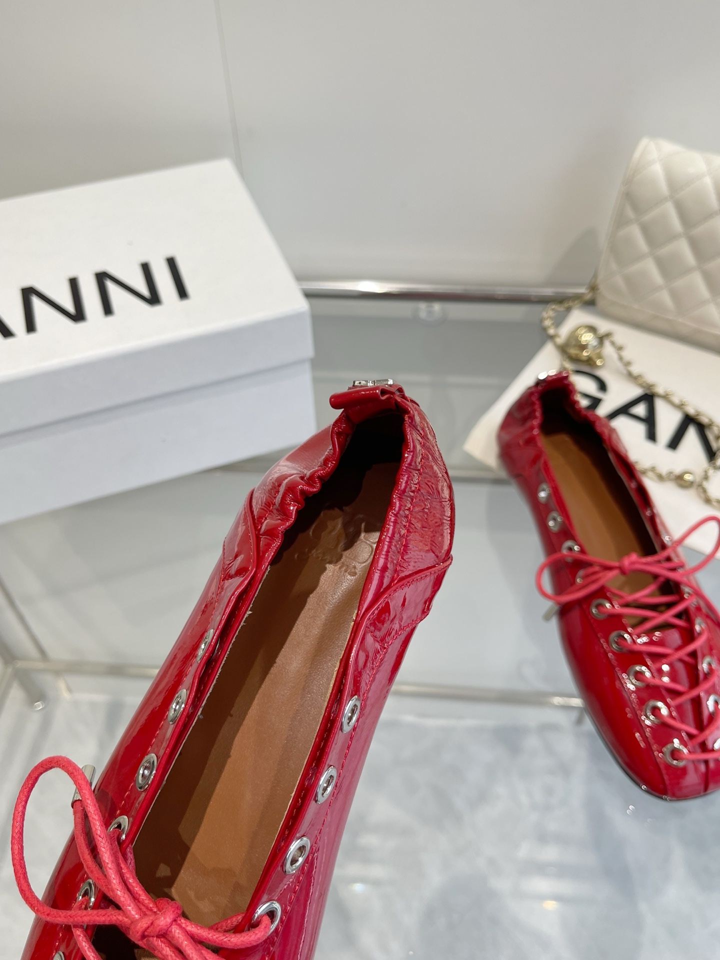Ganni 25SS Leather Ballet Shoes: Imported, Water-Skinned Calf, Rubber Soles – Size 35-39 - 图片 5