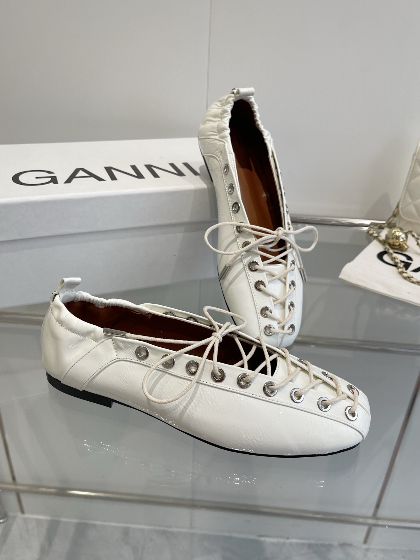 Ganni 25SS Leather Ballet Shoes: Imported, Water-Skinned Calf, Rubber Soles. - 图片 8