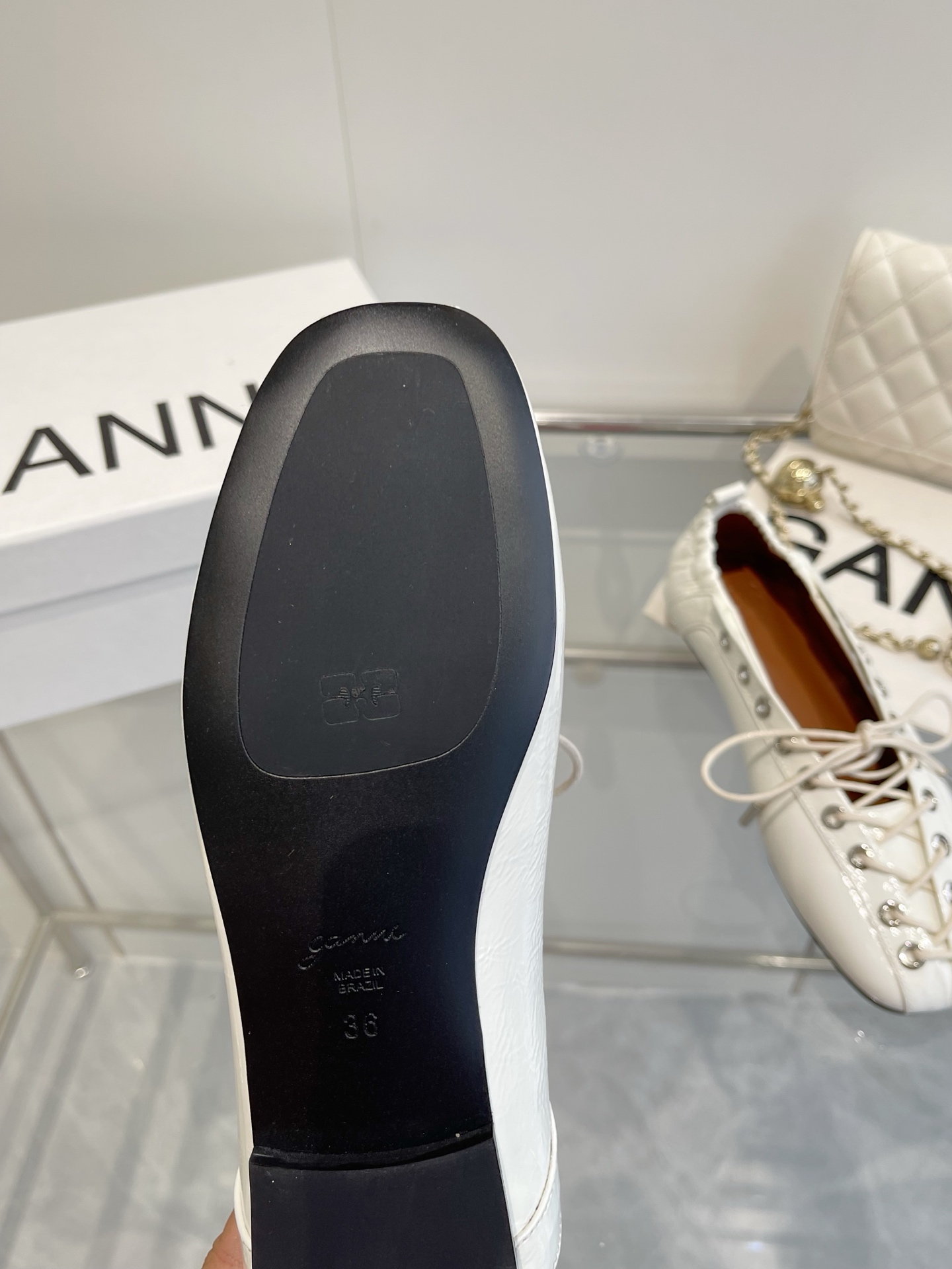 Ganni 25SS Leather Ballet Shoes: Imported, Water-Skinned Calf, Rubber Soles. - 图片 6