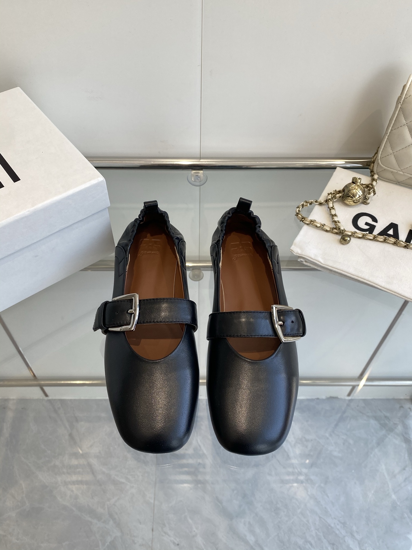 New Ganni 25SS Sheepskin Shoes with Original Rubber Soles in Sizes 35-39