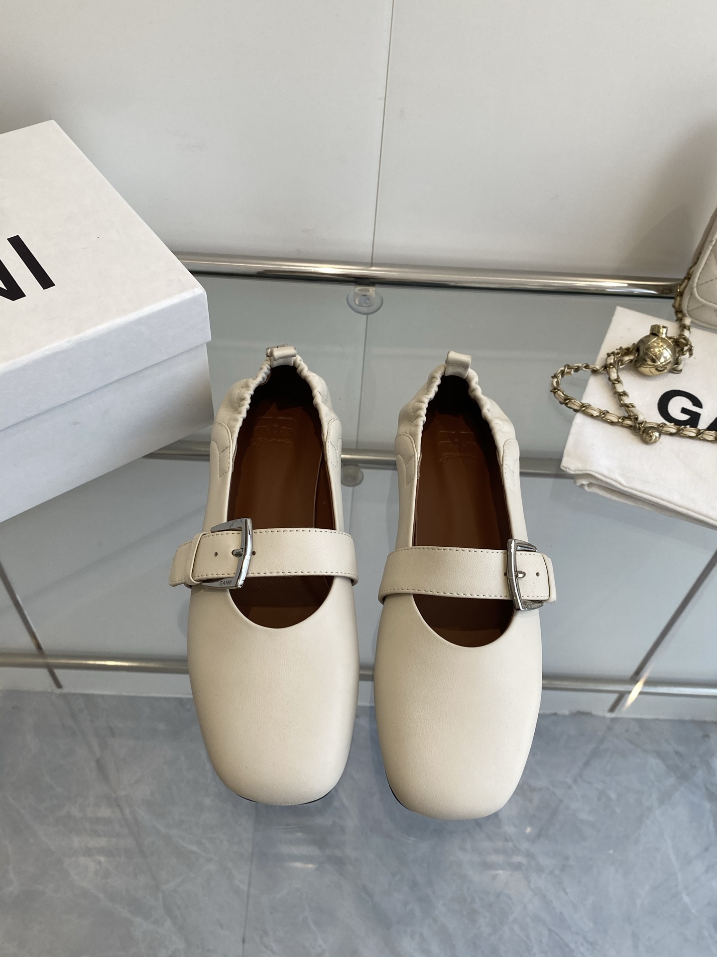 New GANNI 25SS Shoes: Sheepskin, Rubber Soles, Sizes 35-39, Original Packaging