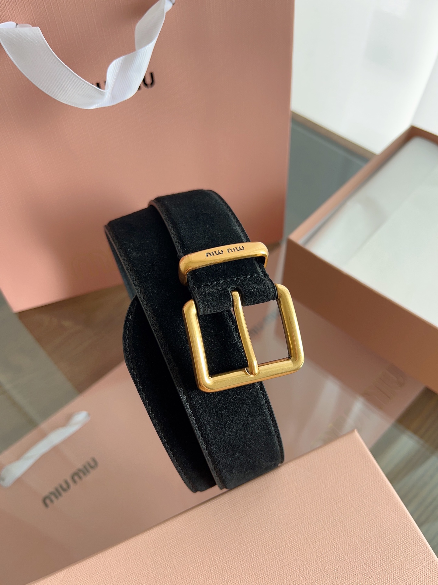 [Miu Miu Belts]MiuMiu width 3.5cmDouble-sided top layer calfskin material T