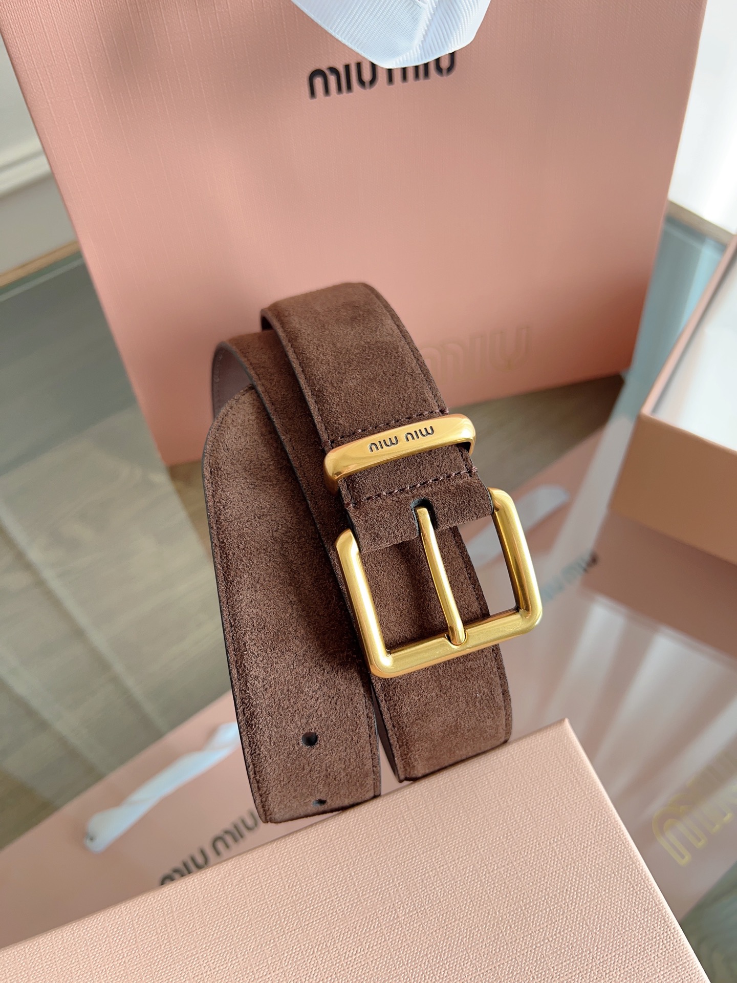 [Miu Miu Belts]MiuMiu width 3.5cmDouble-sided top layer calfskin material T