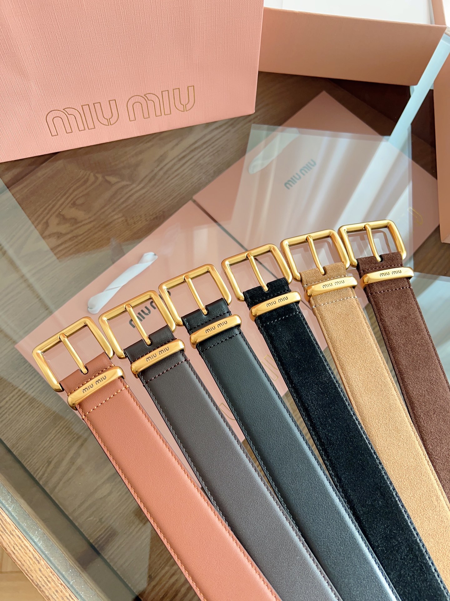 [Miu Miu Belts]MiuMiu width 3.5cmDouble-sided top layer calfskin material T