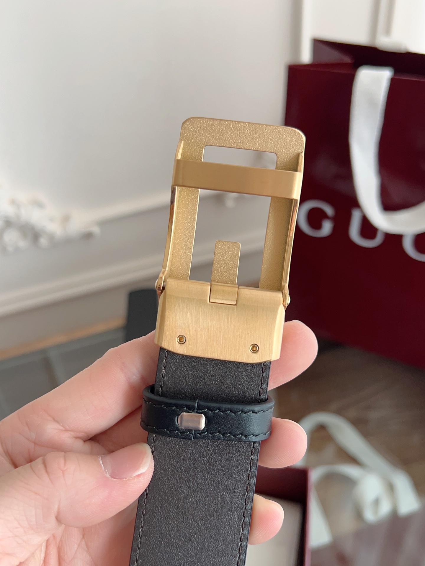  Gucci 古驰 自动平滑扣腰带 精钢打造五金 宽度35MM宽 双面头层牛皮 自由裁剪设计