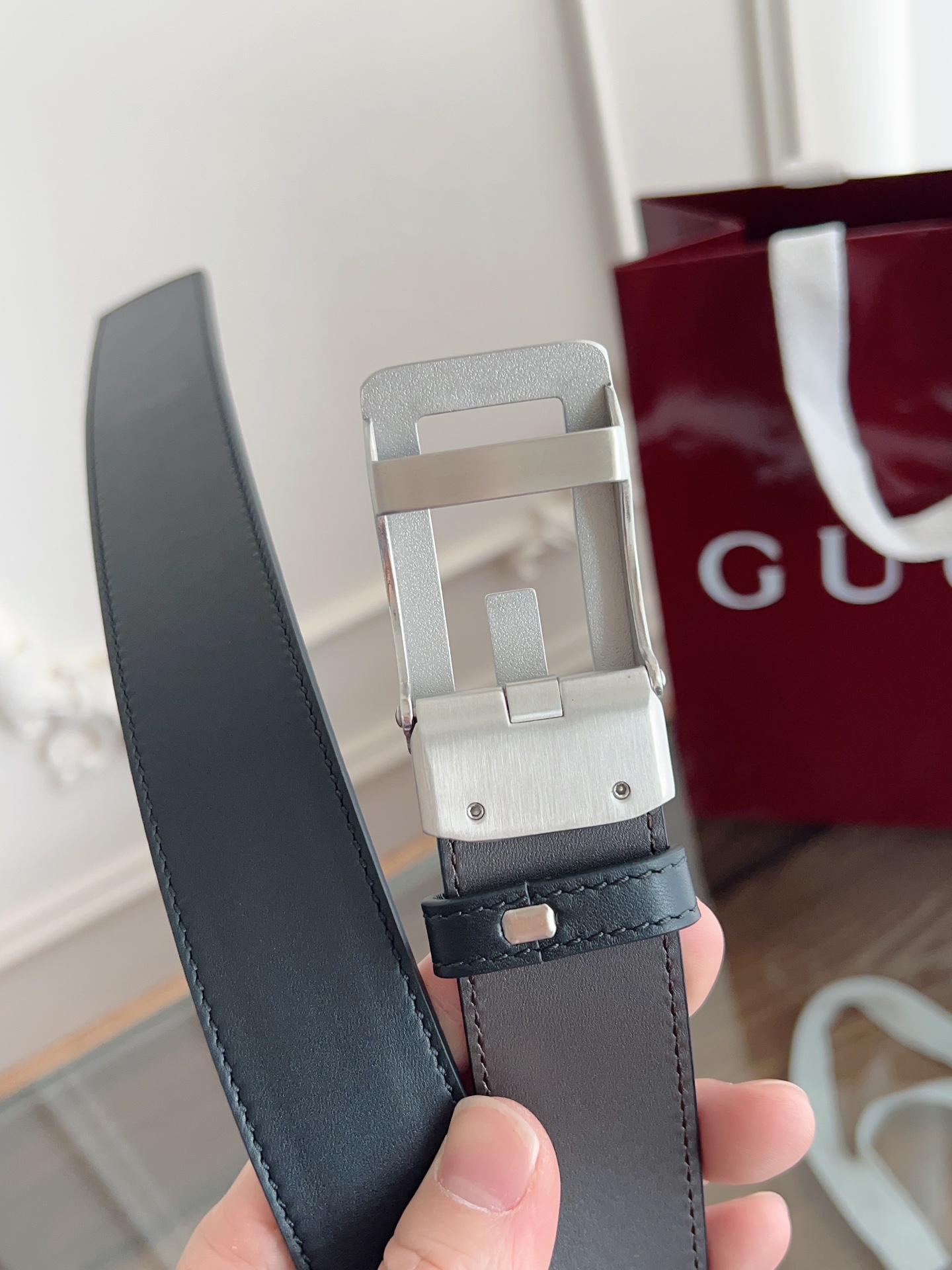  Gucci 古驰 自动平滑扣腰带 精钢打造五金 宽度35MM宽 双面头层牛皮 自由裁剪设计