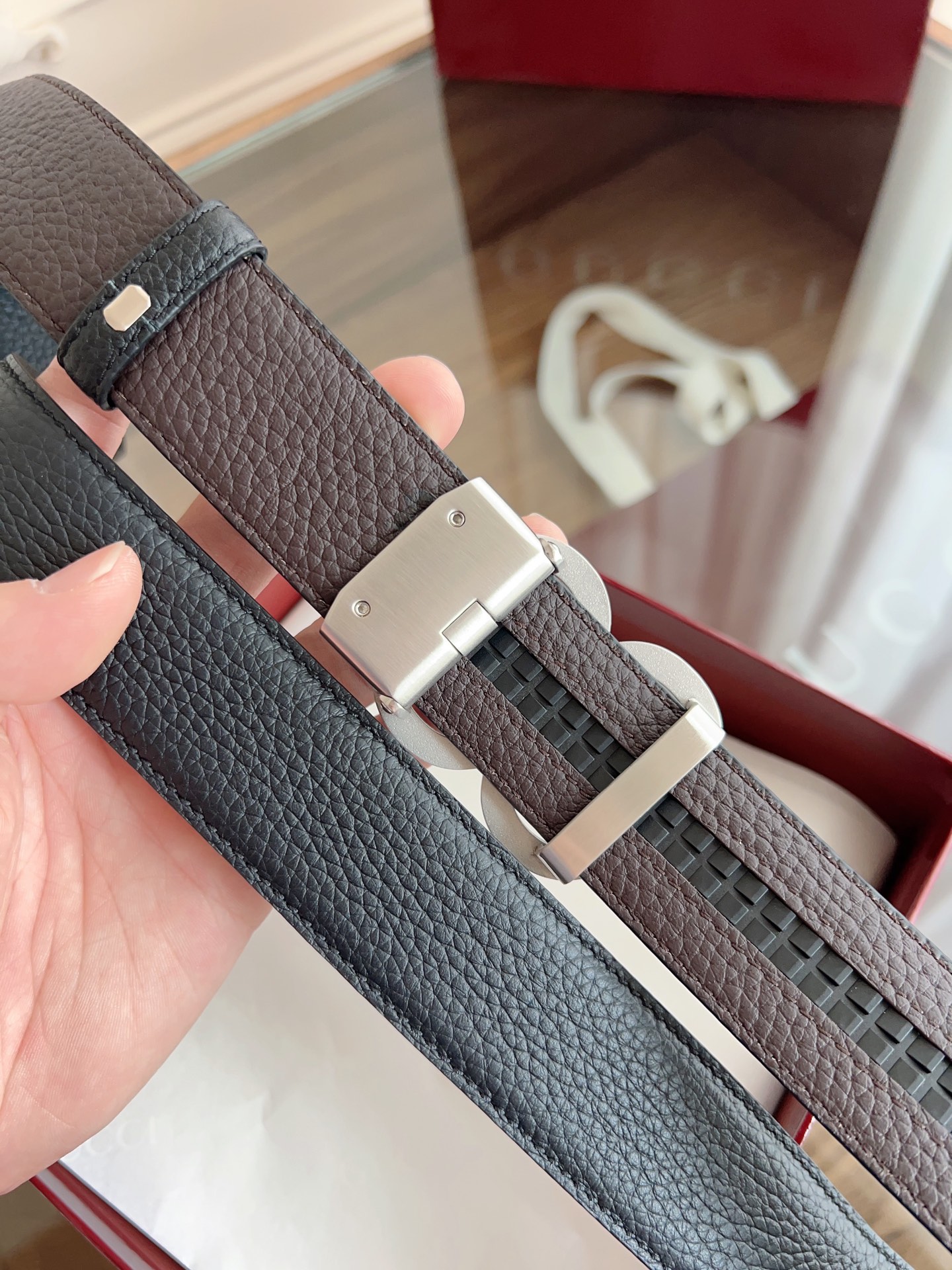  Gucci 古驰 自动平滑扣腰带 精钢打造五金 宽度35MM宽 双面头层牛皮 自由裁剪设计