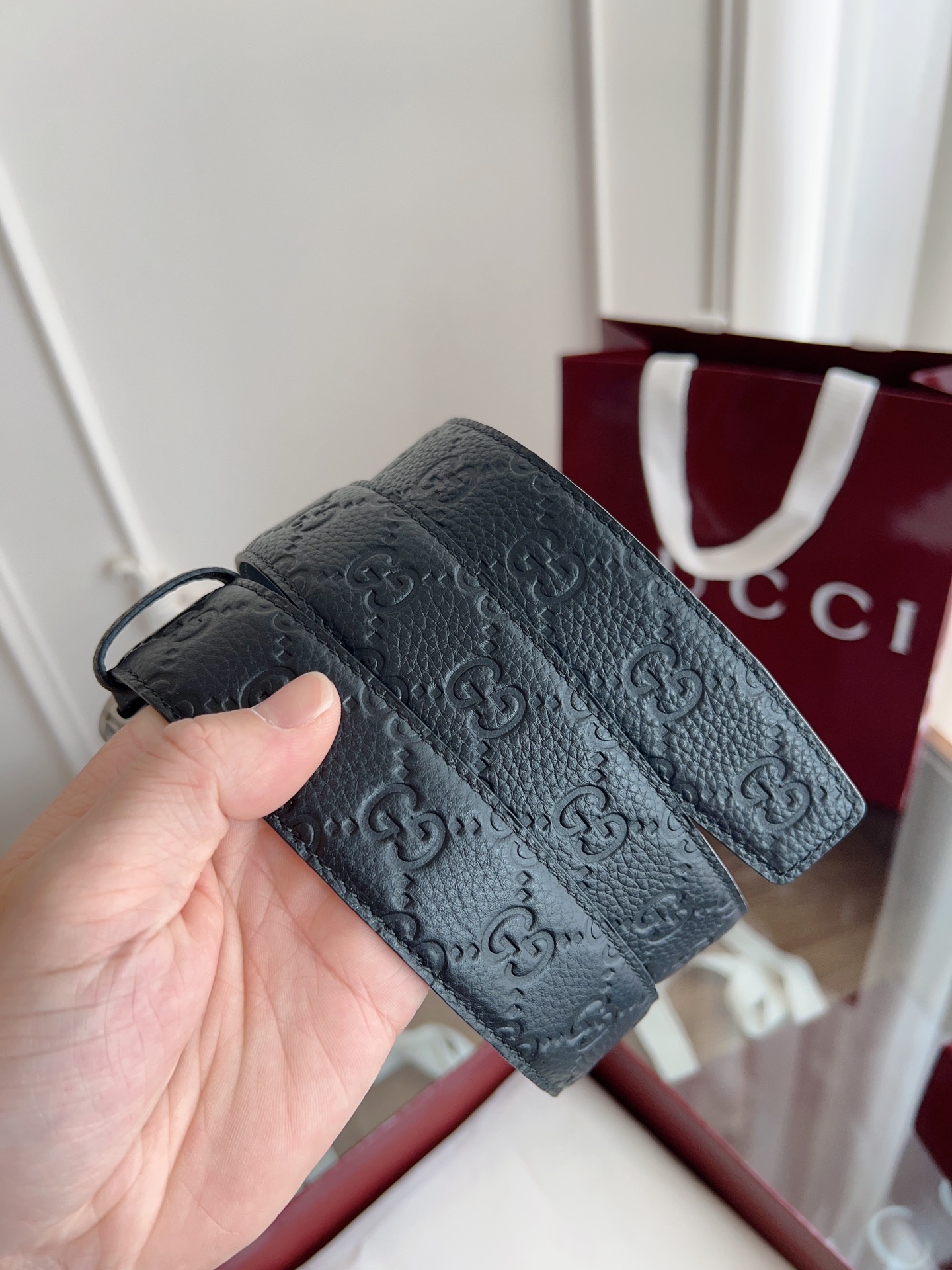  Gucci 古驰 自动平滑扣腰带 精钢打造五金 宽度35MM宽 双面头层牛皮 自由裁剪设计