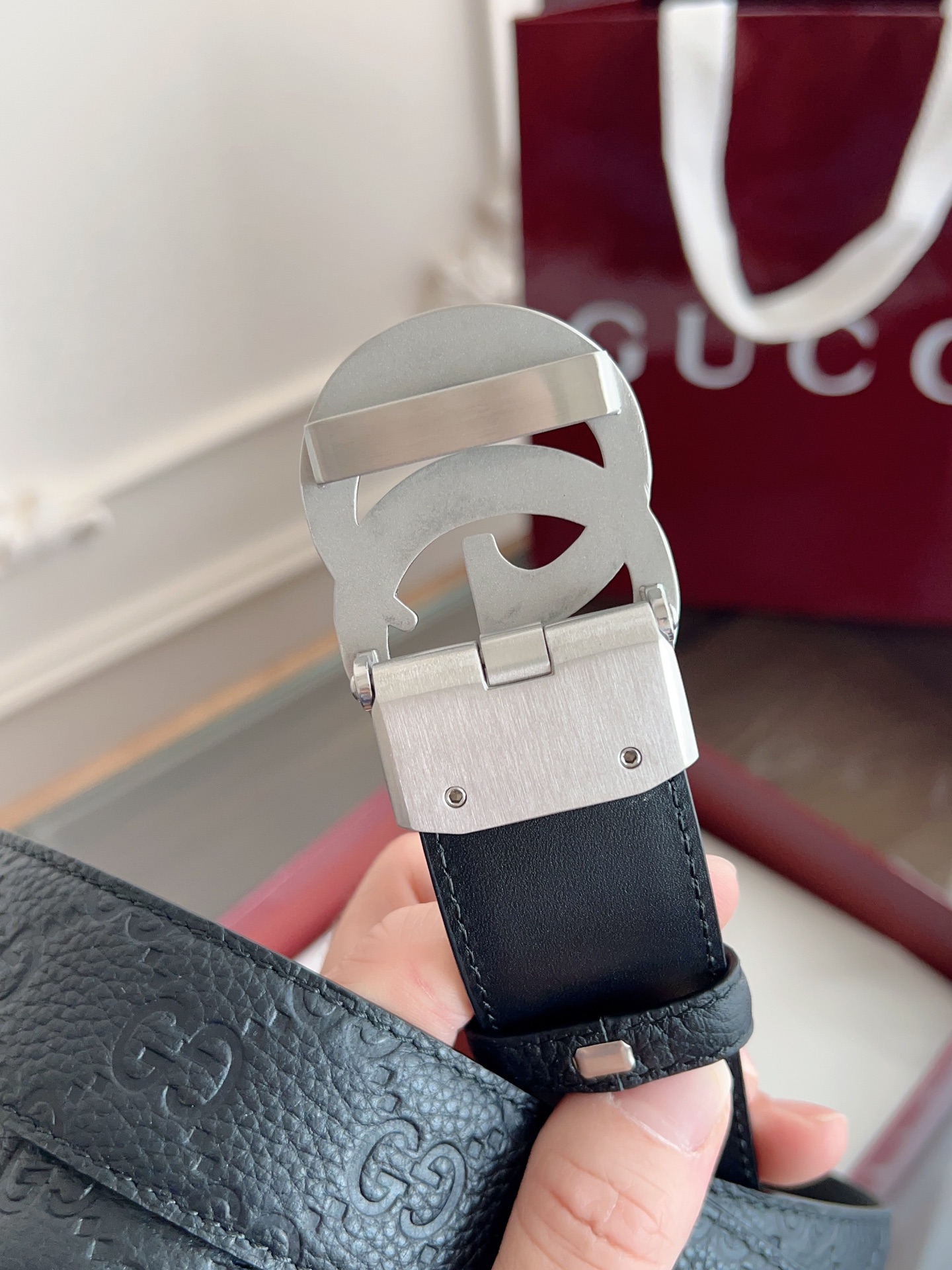  Gucci 古驰 自动平滑扣腰带 精钢打造五金 宽度35MM宽 双面头层牛皮 自由裁剪设计
