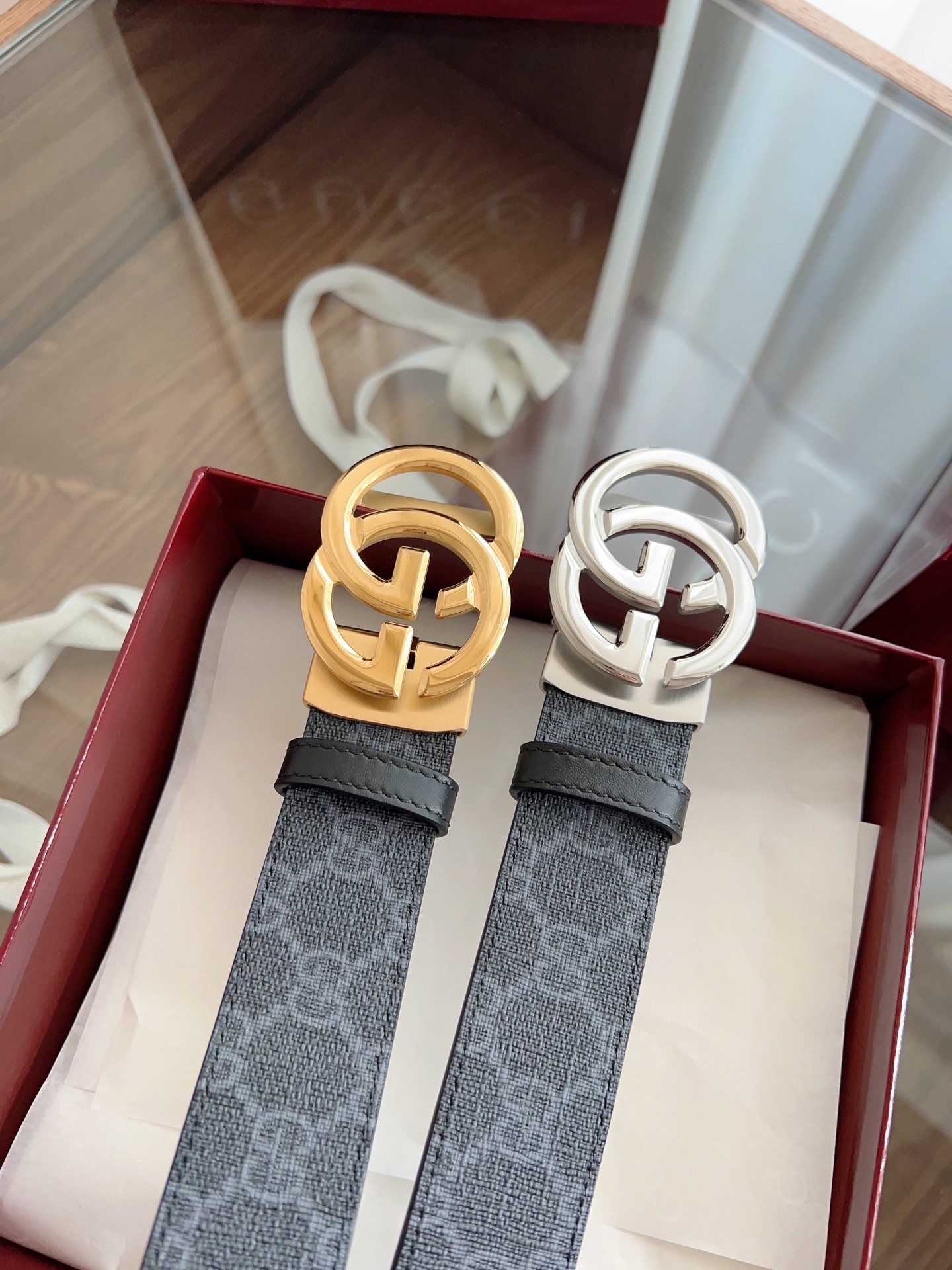  Gucci 古驰 自动平滑扣腰带 精钢打造五金 宽度35MM宽 表面定制Pvc背头层牛皮 自由裁剪设计