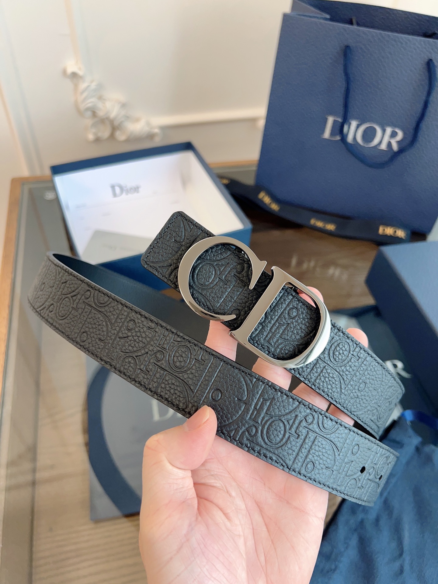 《DIOR》迪奥/加强版🇫🇷法国原厂皮料，黑色/轧花全皮 品质毋庸置疑 没有更好 只有最好  尺寸3.5