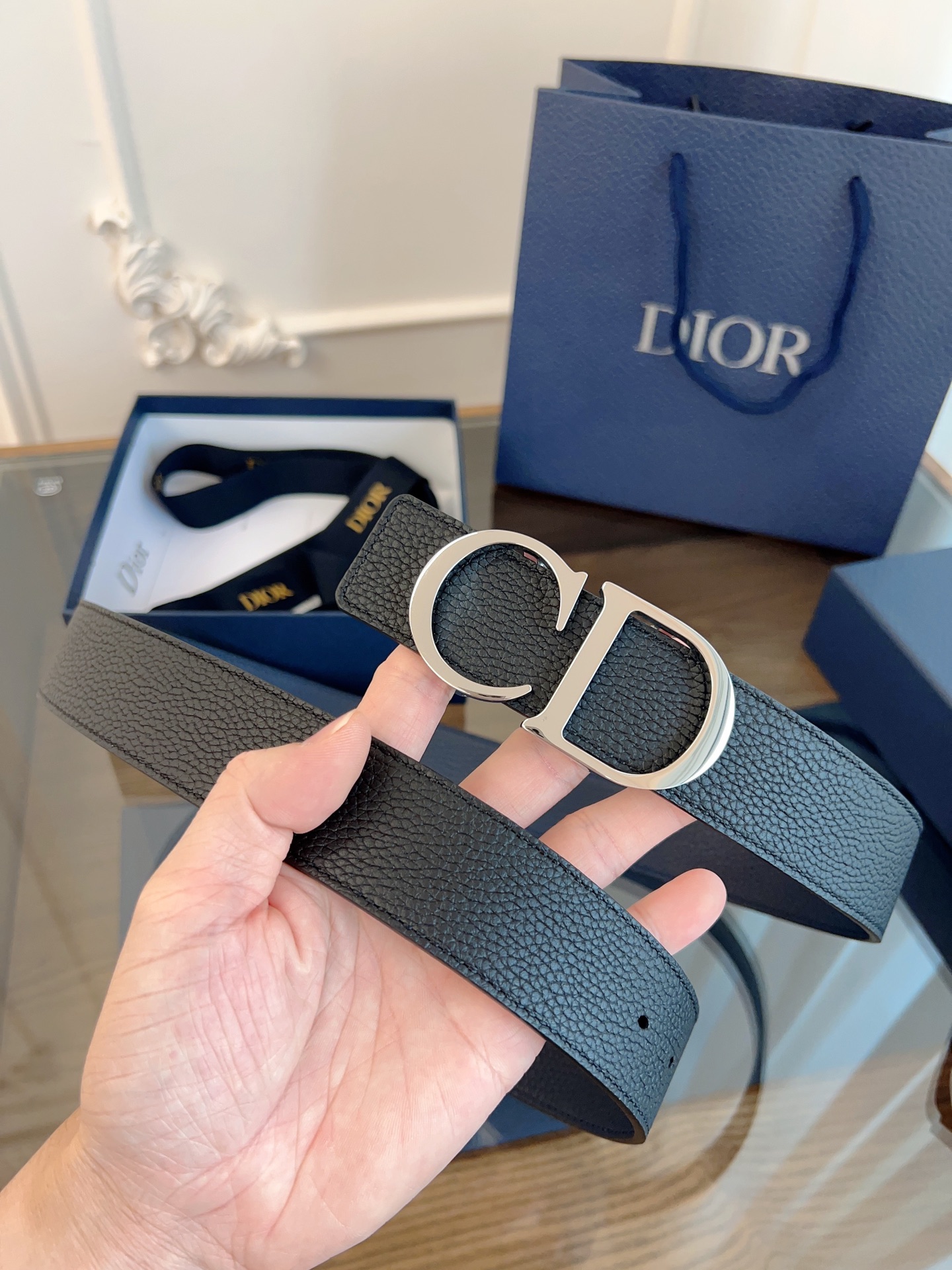 《DIOR》迪奥/加强版🇫🇷法国原厂皮料，黑色/蓝色全皮 品质毋庸置疑 没有更好 只有最好  尺寸3.5