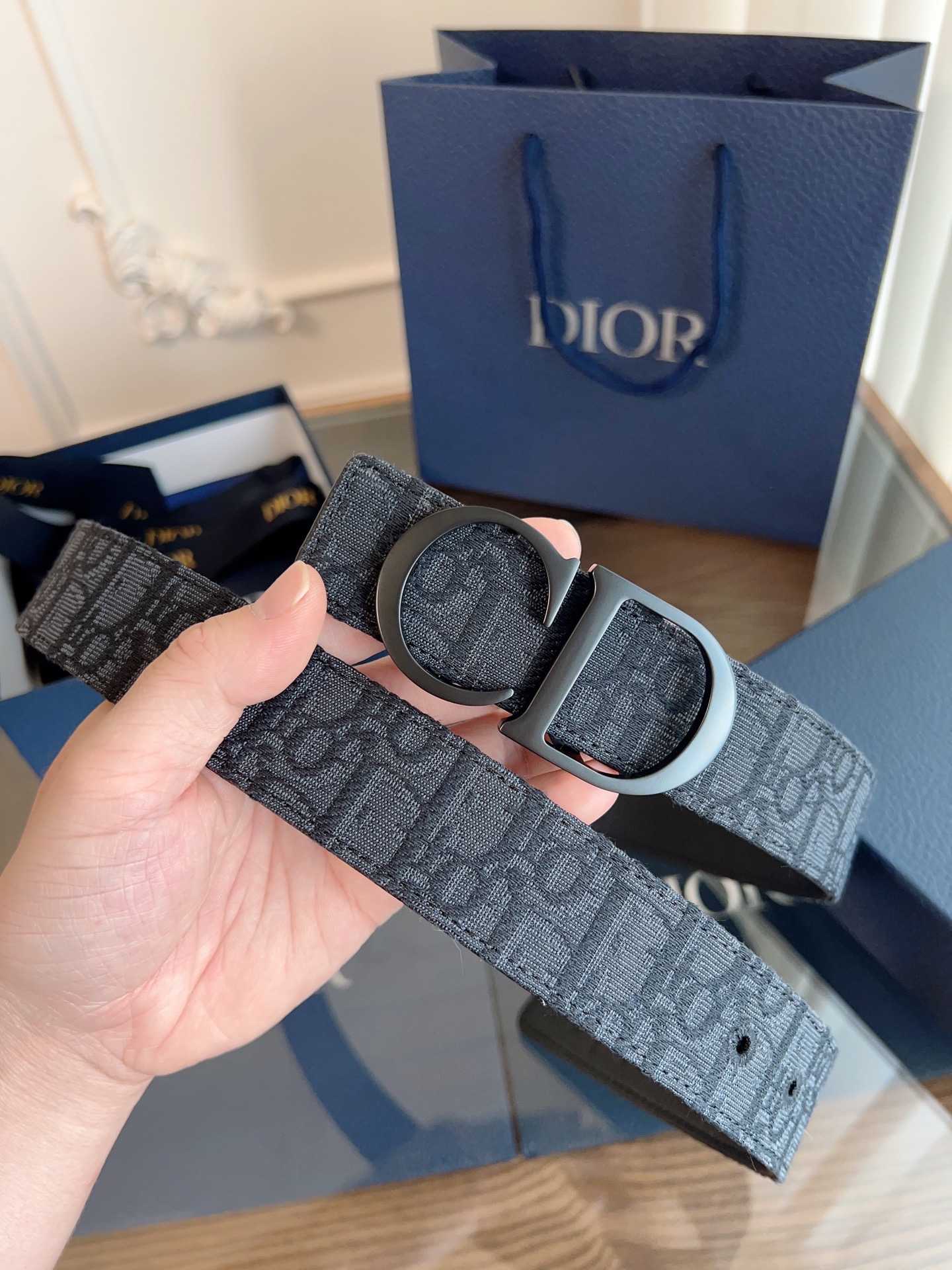 [Dior Belts]Dior enhanced version of original French leather Blackginning ful
