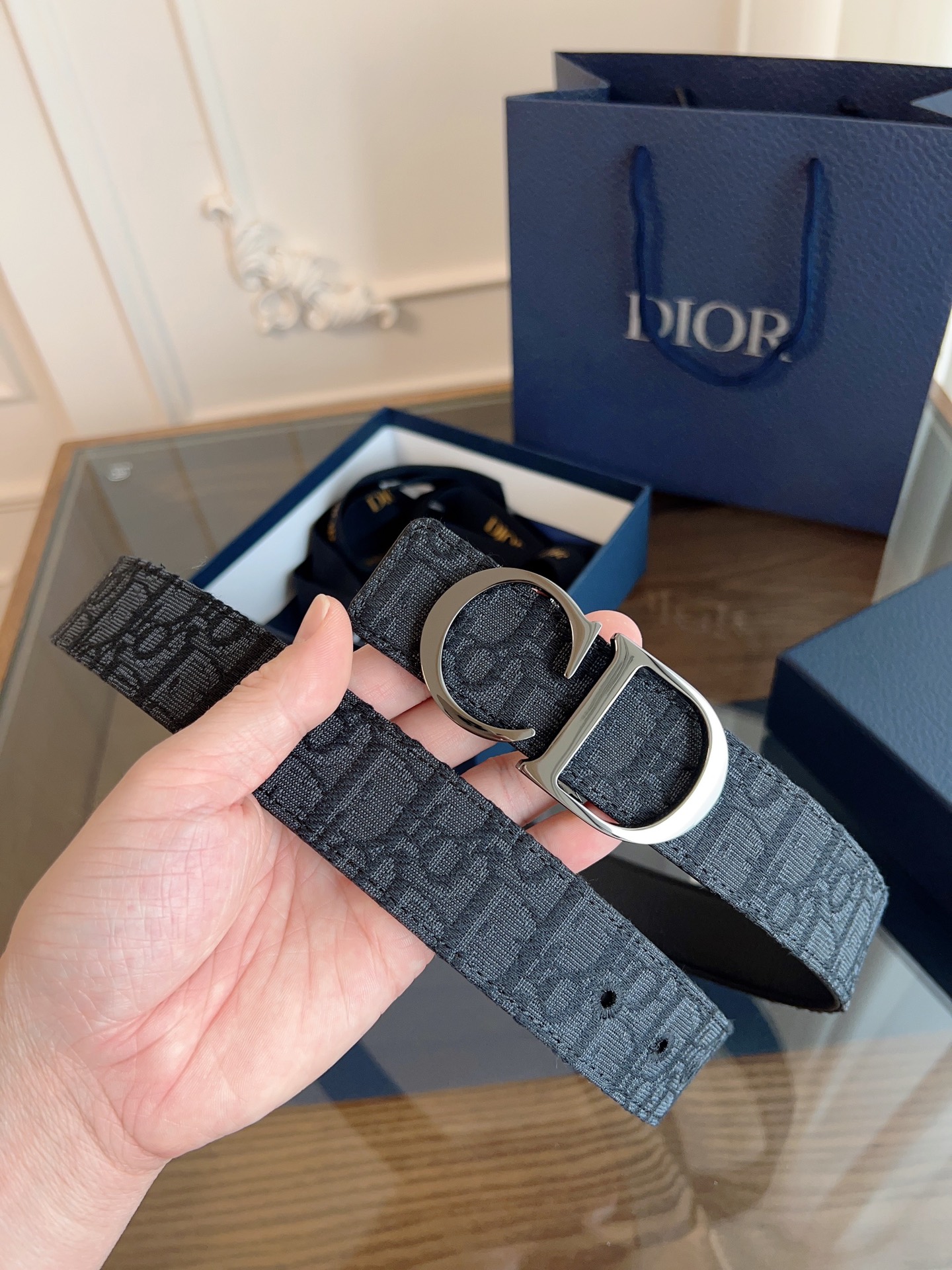 [Dior Belts]Dior enhanced version of original French leather Blackginning ful