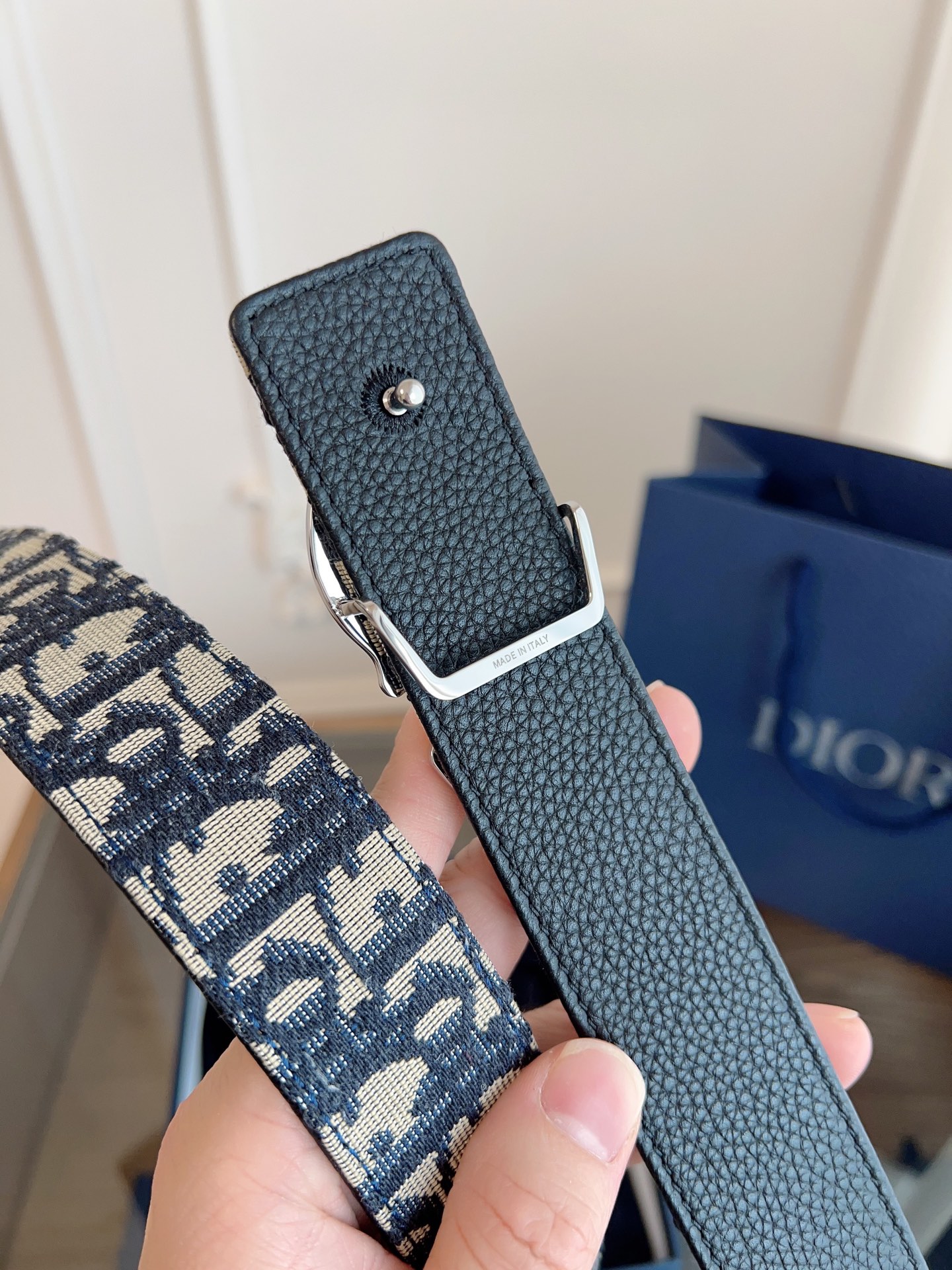 Dior Oblique Canvas and Black Leather Belt, 3.5 cm Width 3 i1749145680713 8554 0 2