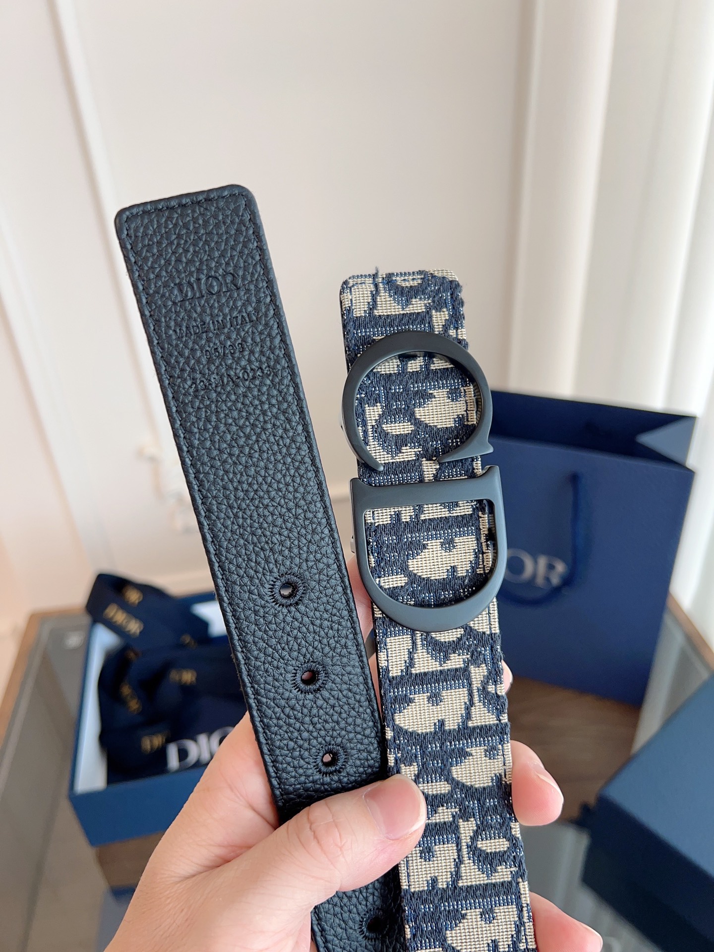 Dior Oblique Canvas and Black Leather Belt with CD Buckle, 3.5 cm Width 7 i1749145789806 1939 0 6