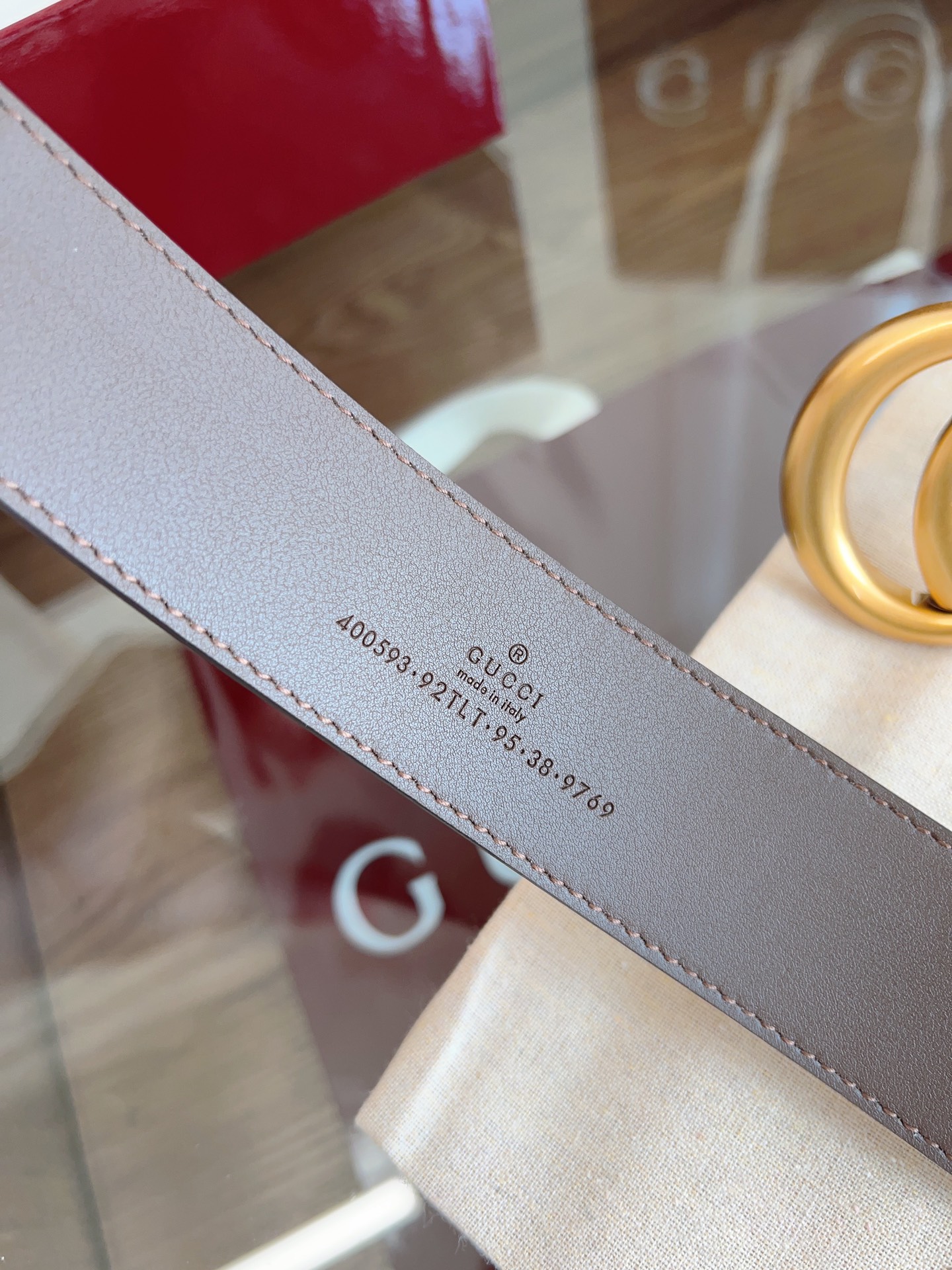 Gucci 代购级 古奇 GUCCI 表面拼接小牛皮 宽度4 0cm 新版logo横标