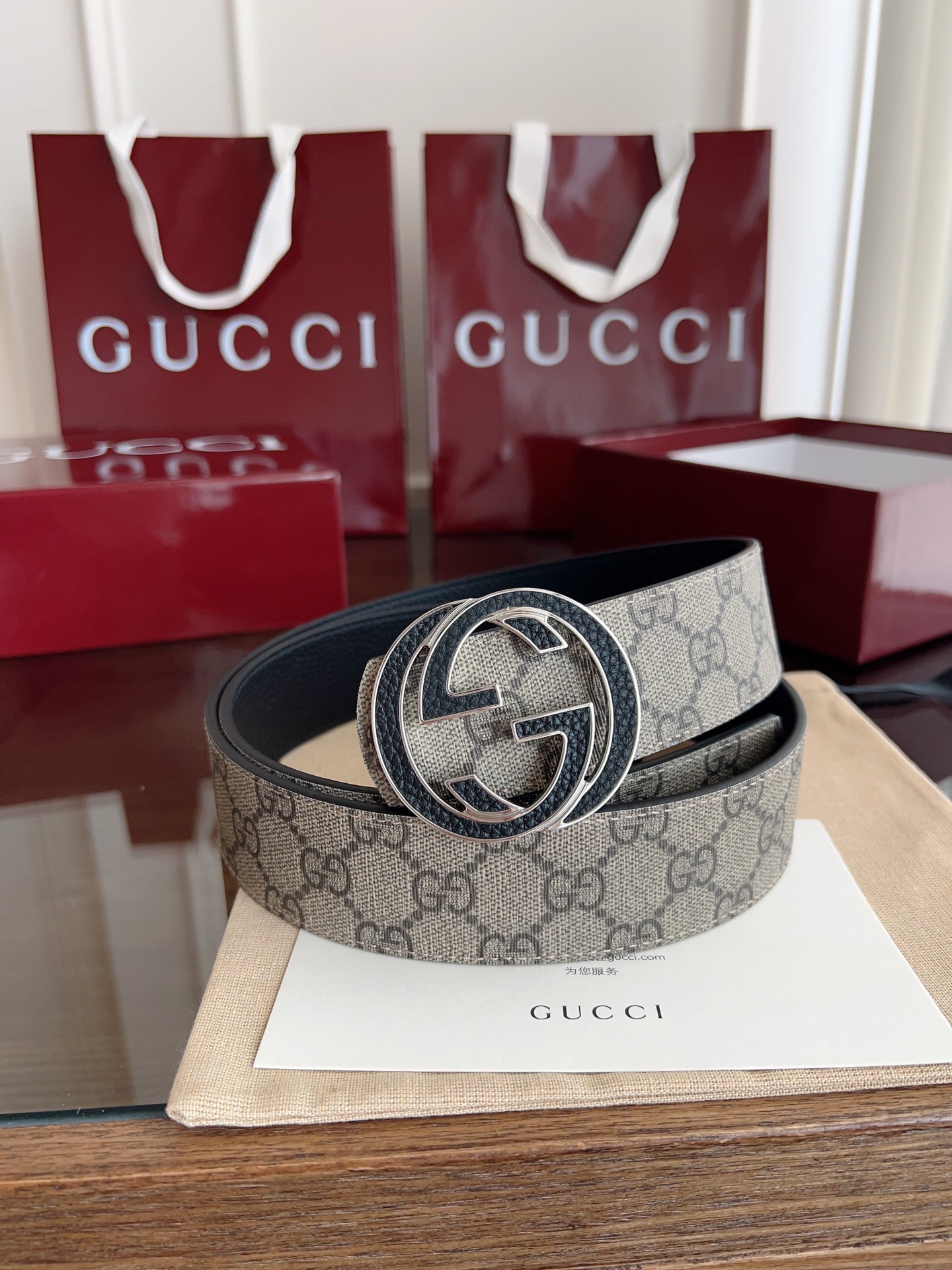 NO:336970,Beautiful gucci double G buckle men's new belt, counter synchronized, 4 cm wide, canvas, old-fashioned, imported lychee pattern black, exquisite vacuum electroplated double G steel buckle, double-sided available, belt, gucci19860909绝美gucci 双G扣男士新款腰帶 專櫃同步 寬4厘米 帶身帆布咖老花-拼進口荔枝紋黑色 精緻真空電鍍雙G鋼扣 雙面可用,皮带,gucci,Belt