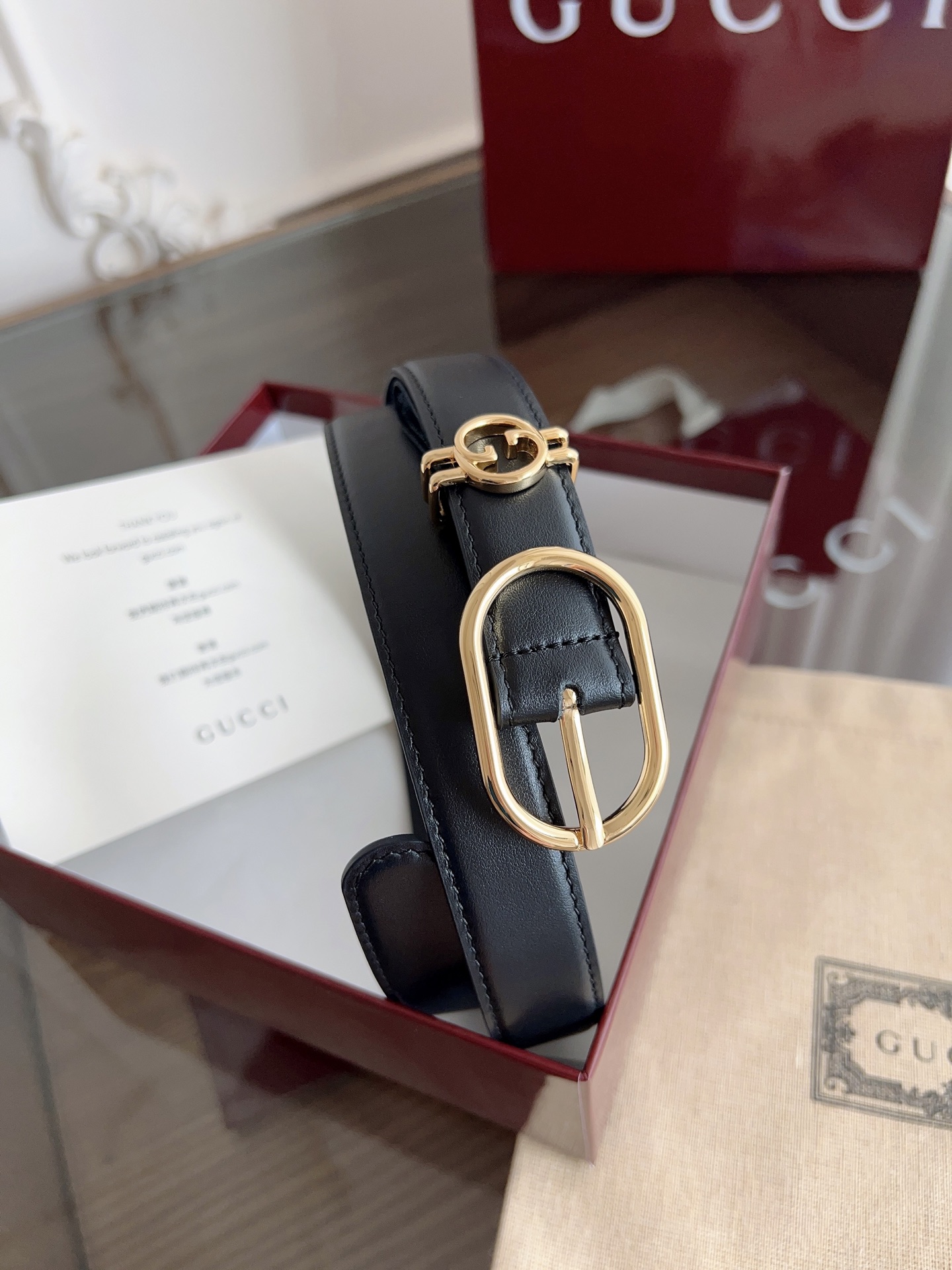 GUCCI 表面头层小牛皮 宽度2.5cm 专柜新版logo横标，原版进口南非皮底，精品针铜扣  高端品质，不惧对比。P160
