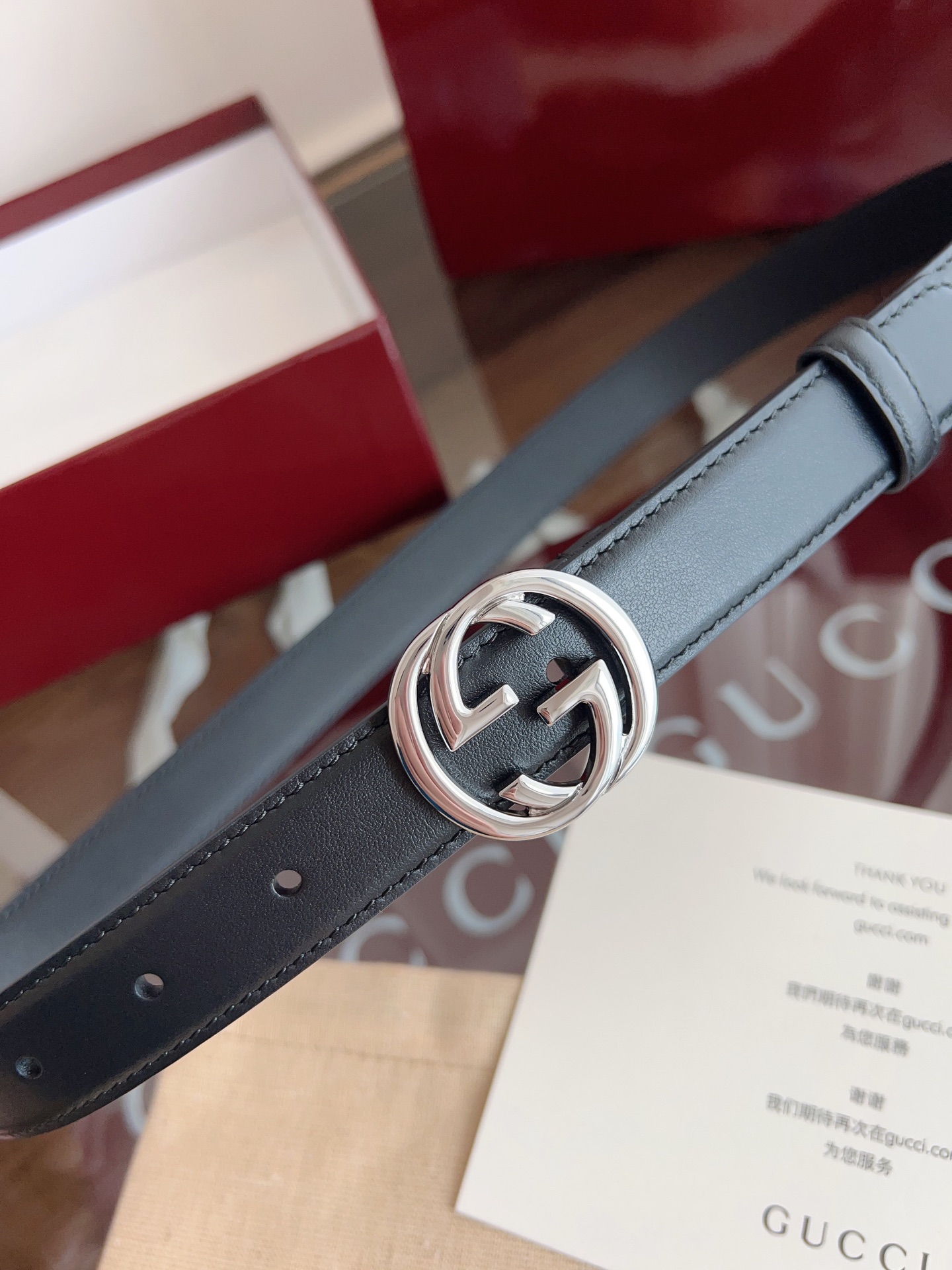 GUCCI 表面头层小牛皮 宽度2.5cm 专柜新版logo横标，原版进口南非皮底，精品针铜扣  高端品质，不惧对比。P160