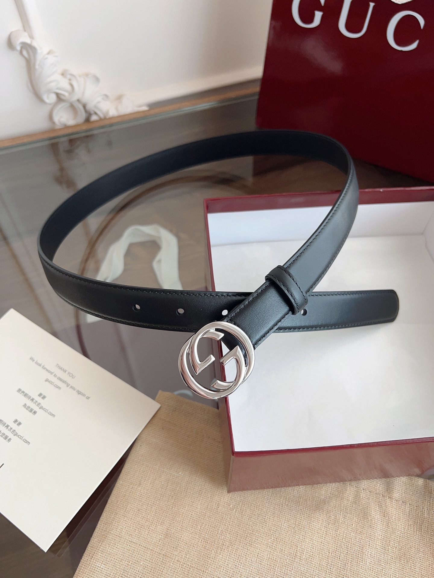 GUCCI 表面头层小牛皮 宽度2.5cm 专柜新版logo横标，原版进口南非皮底，精品针铜扣  高端品质，不惧对比。P160