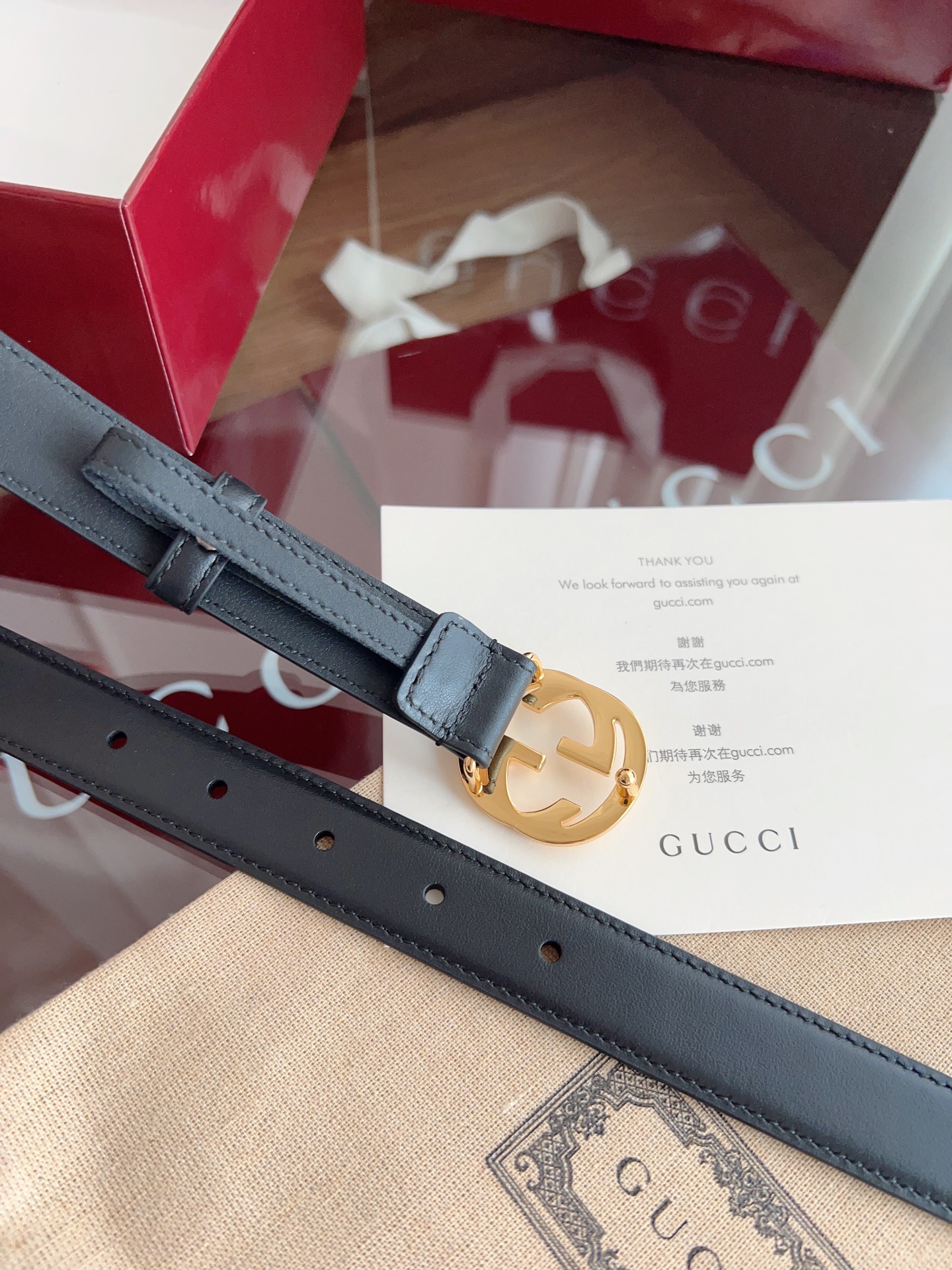 GUCCI 表面头层小牛皮 宽度2.5cm 专柜新版logo横标，原版进口南非皮底，精品针铜扣  高端品质，不惧对比。P160