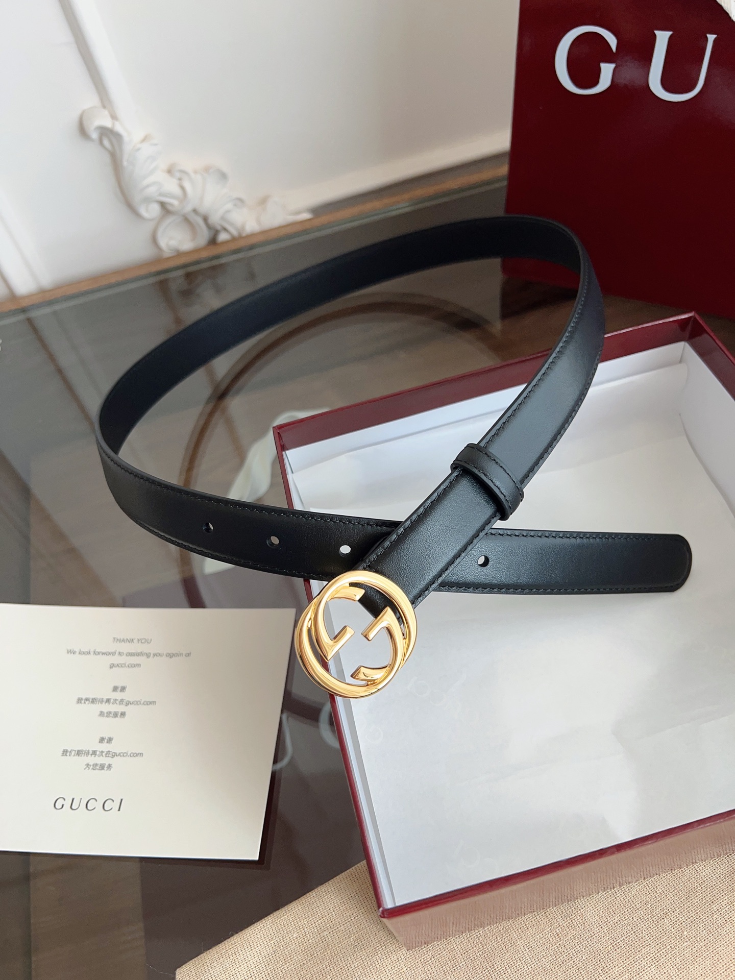 GUCCI 表面头层小牛皮 宽度2.5cm 专柜新版logo横标，原版进口南非皮底，精品针铜扣  高端品质，不惧对比。P160