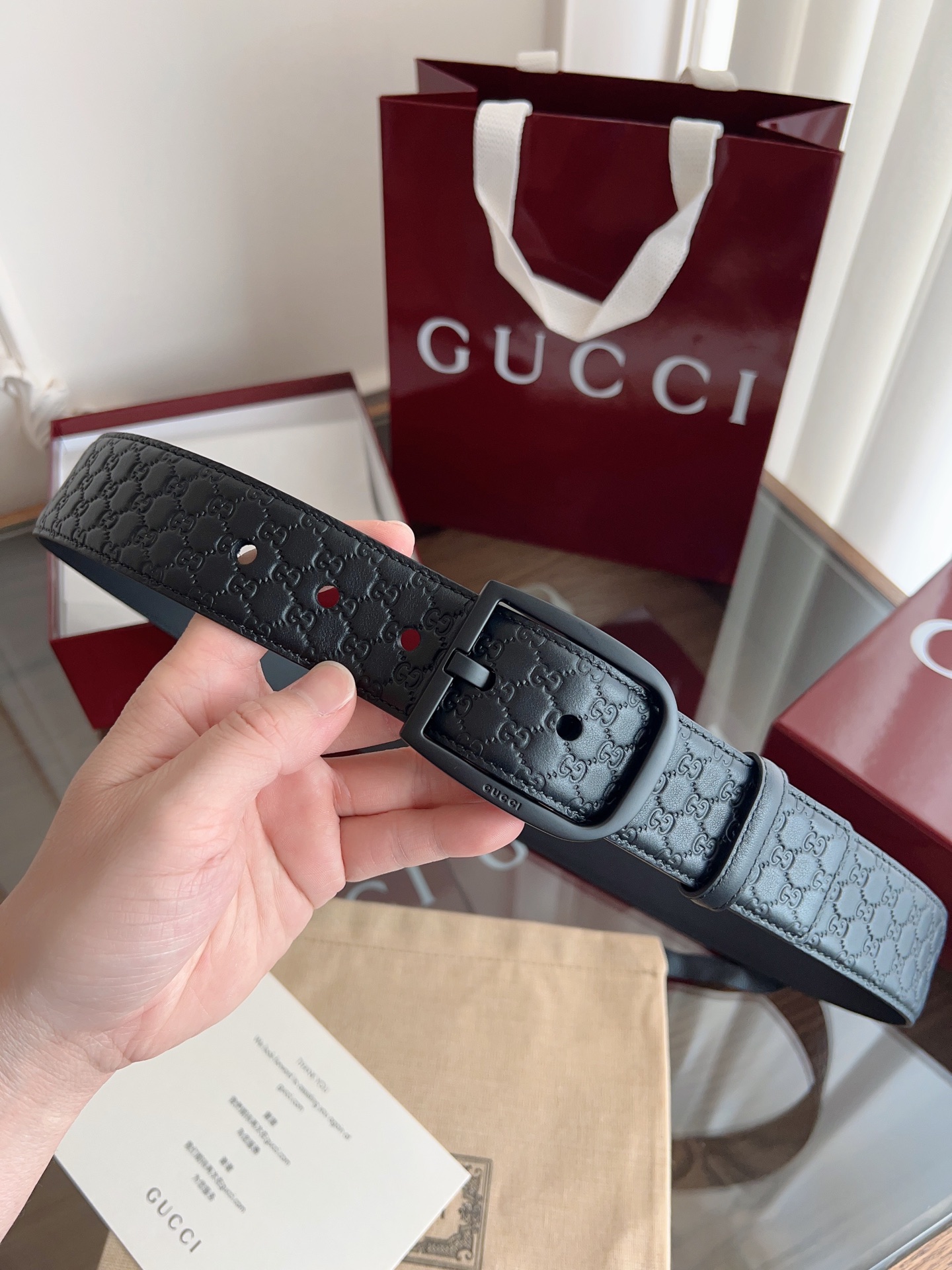  Gucci古驰🇫🇷法国原厂皮料，黑色牛皮 品质毋庸置疑 没有更好 只有最好  尺寸4.0厘米