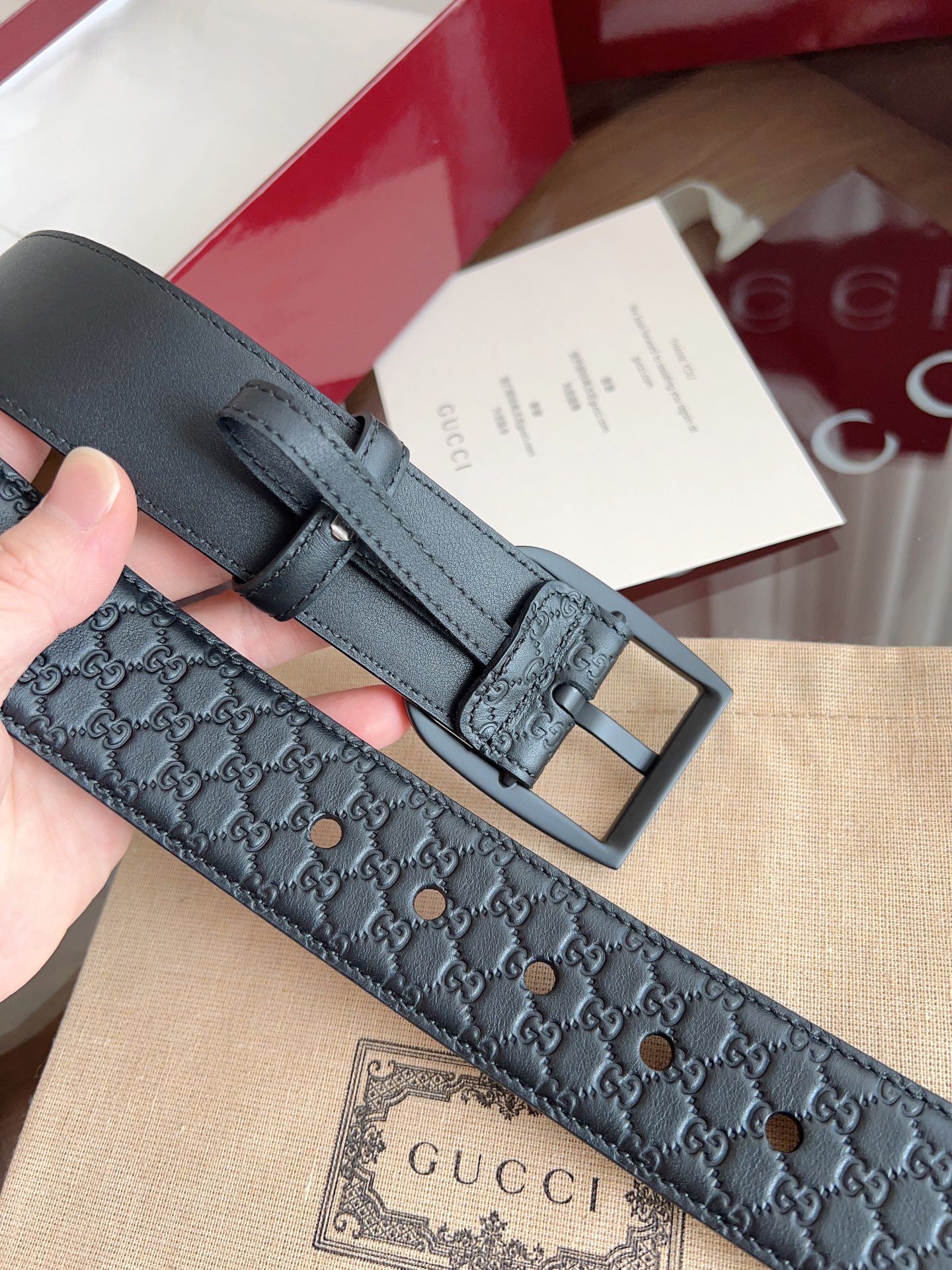  Gucci古驰🇫🇷法国原厂皮料，黑色牛皮 品质毋庸置疑 没有更好 只有最好  尺寸4.0厘米