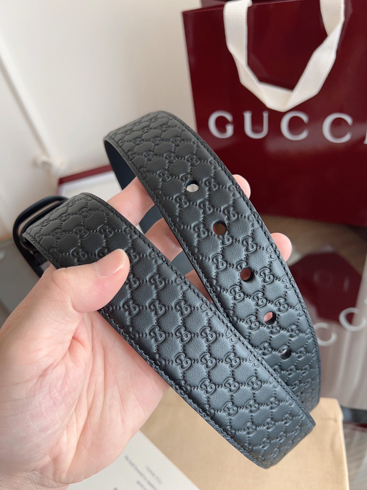  Gucci古驰🇫🇷法国原厂皮料，黑色牛皮 品质毋庸置疑 没有更好 只有最好  尺寸4.0厘米