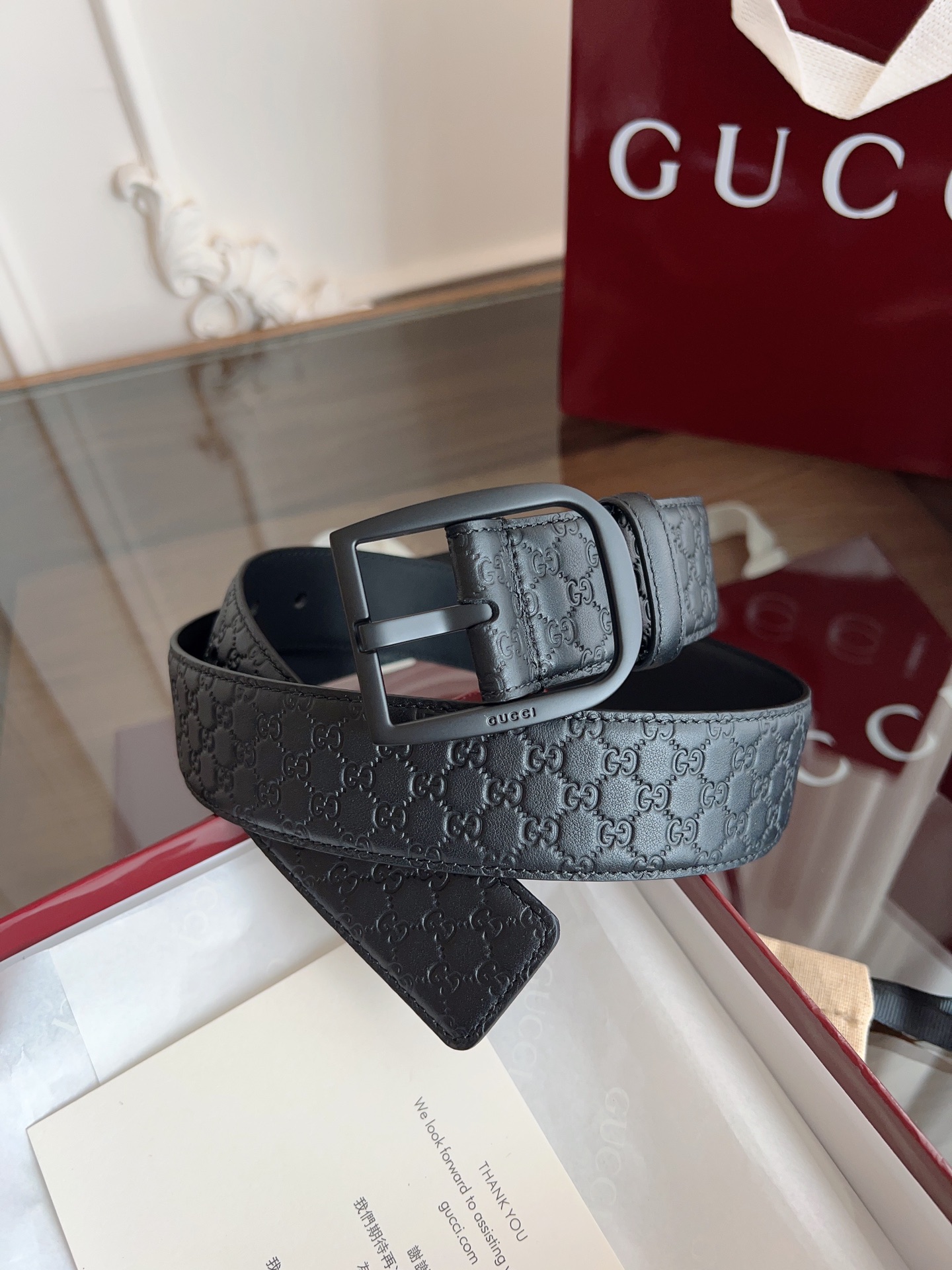  Gucci古驰🇫🇷法国原厂皮料，黑色牛皮 品质毋庸置疑 没有更好 只有最好  尺寸4.0厘米