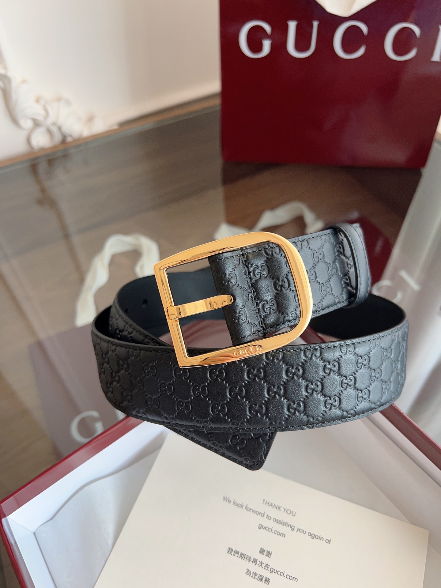  Gucci古驰🇫🇷法国原厂皮料，黑色牛皮 品质毋庸置疑 没有更好 只有最好  尺寸4.0厘米
