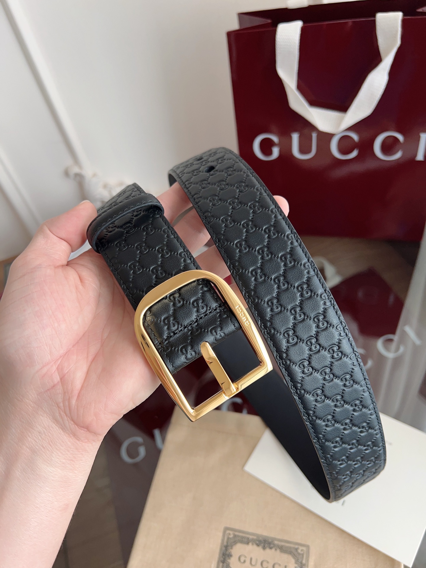  Gucci古驰🇫🇷法国原厂皮料，黑色牛皮 品质毋庸置疑 没有更好 只有最好  尺寸4.0厘米