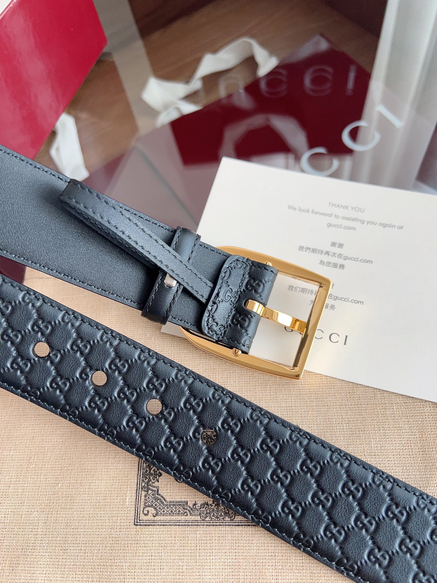  Gucci古驰🇫🇷法国原厂皮料，黑色牛皮 品质毋庸置疑 没有更好 只有最好  尺寸4.0厘米